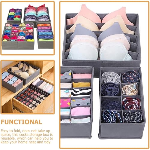 Miniatura 4 de 4pcs Foldable Fabric Underwear Drawer Organizers Closet Storage Dividers for Socks Bras Briefs Wear-resistant Foldable Organizers for Closet Drawer