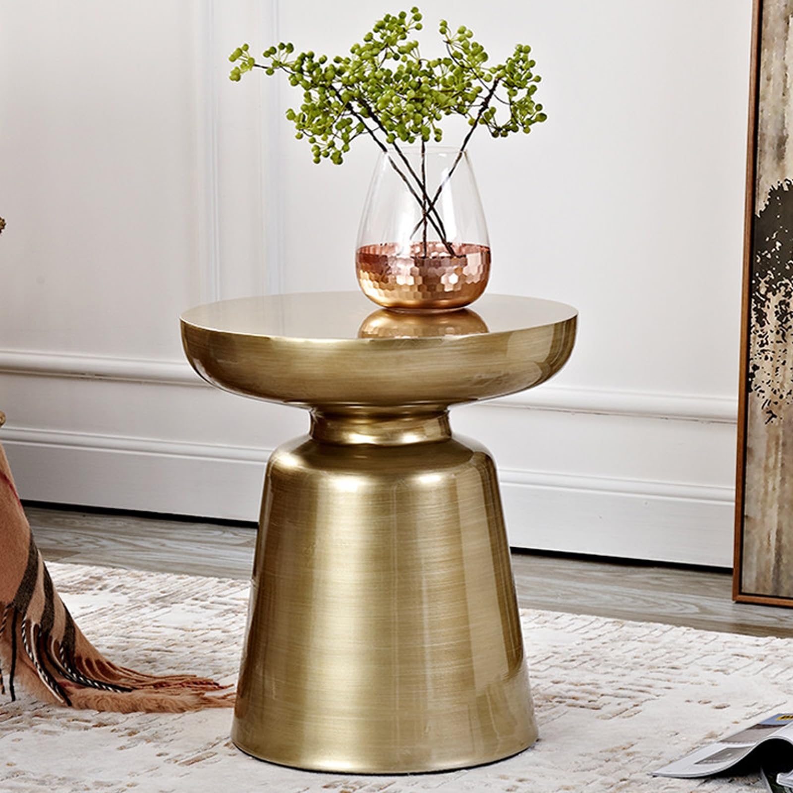 Table d'appoint moderne en fibre de verre style crème luxe