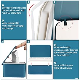 Whiidoom Diaper Wipes Dispenser Wipes Holder, Wipes Tissue Case Keeps Wipes Fresh Tissue Wipes Container with Lid (Black)
