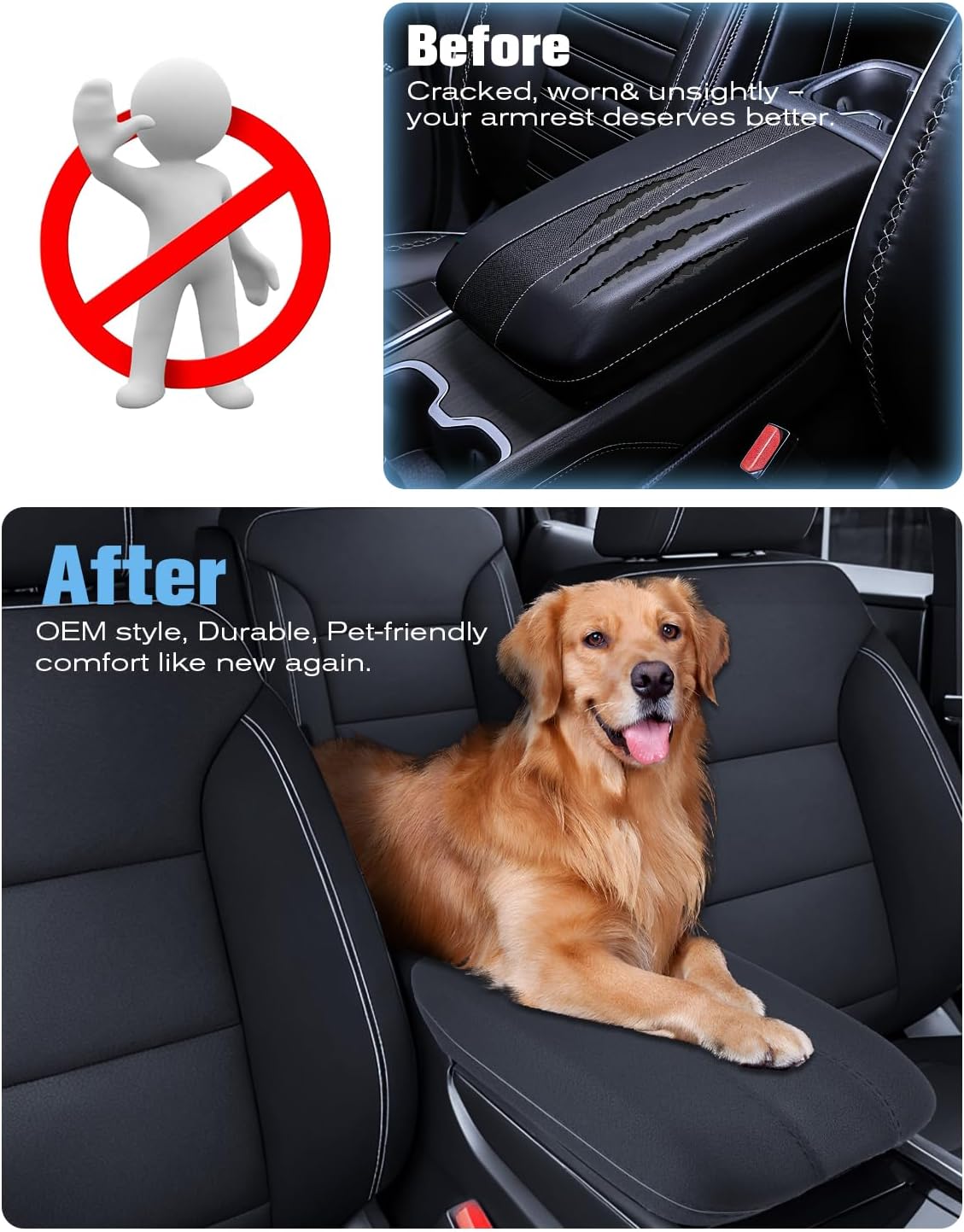 for 2024~2026 Chevy Traverse/GMC Acadia 2-in-1 Silicone Center Console Armrest Cover& Armrest Hidden Privacy Tray - [OEM Design& Friendly Liquid Silicone Rubber] - Thin Black