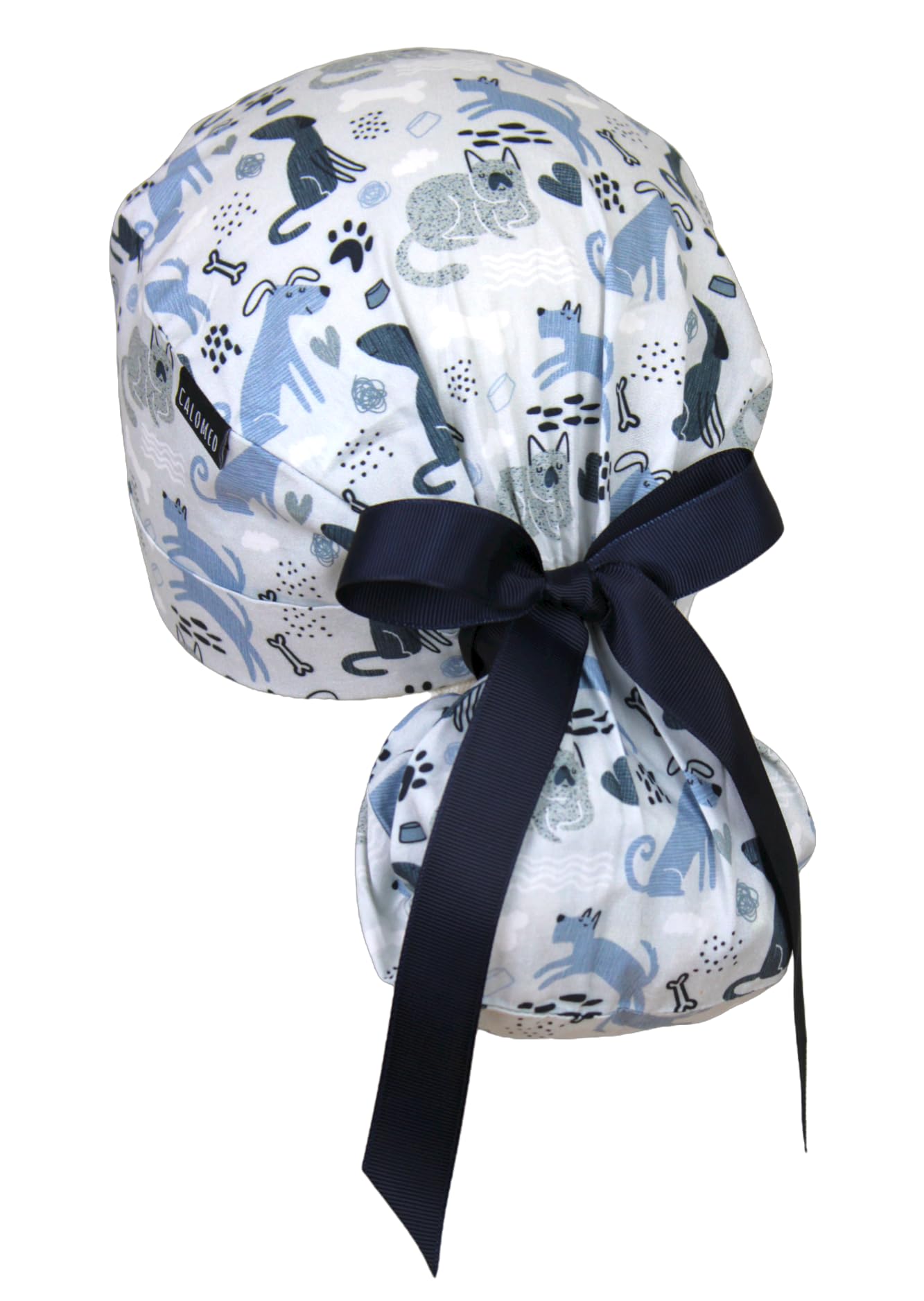 Scrub Cap for Women and Men, Ponytail Scrub Caps, Working Hat, Head Cover with Ribbon Ties and Buttons, Long Hair