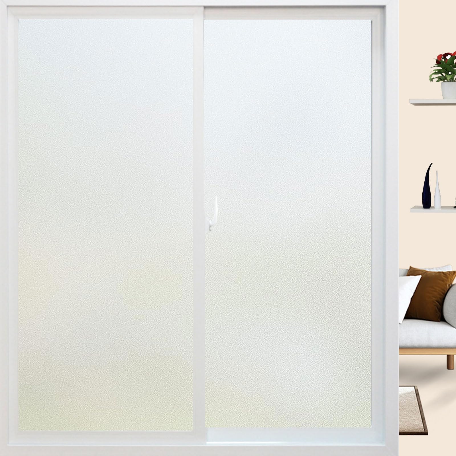 Película de privacidad para ventana, 60 x 340 cm, no adhesiva, estática, esmerilada, pegatinas decorativas para el hogar y la oficina, filtro de luz solar, fácil de instalar, elegante solución de