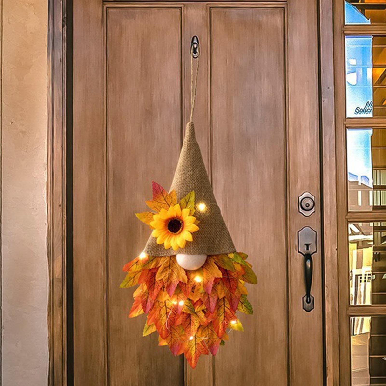 21 x 37 cm Wichtel Türkranz Herbst Mit Led Licht, Herbstkränze Für Haustür, Herbst Girlande Deko, Deko Girlande Für Außen Eingang Haus Wand Küche Erntedankfest