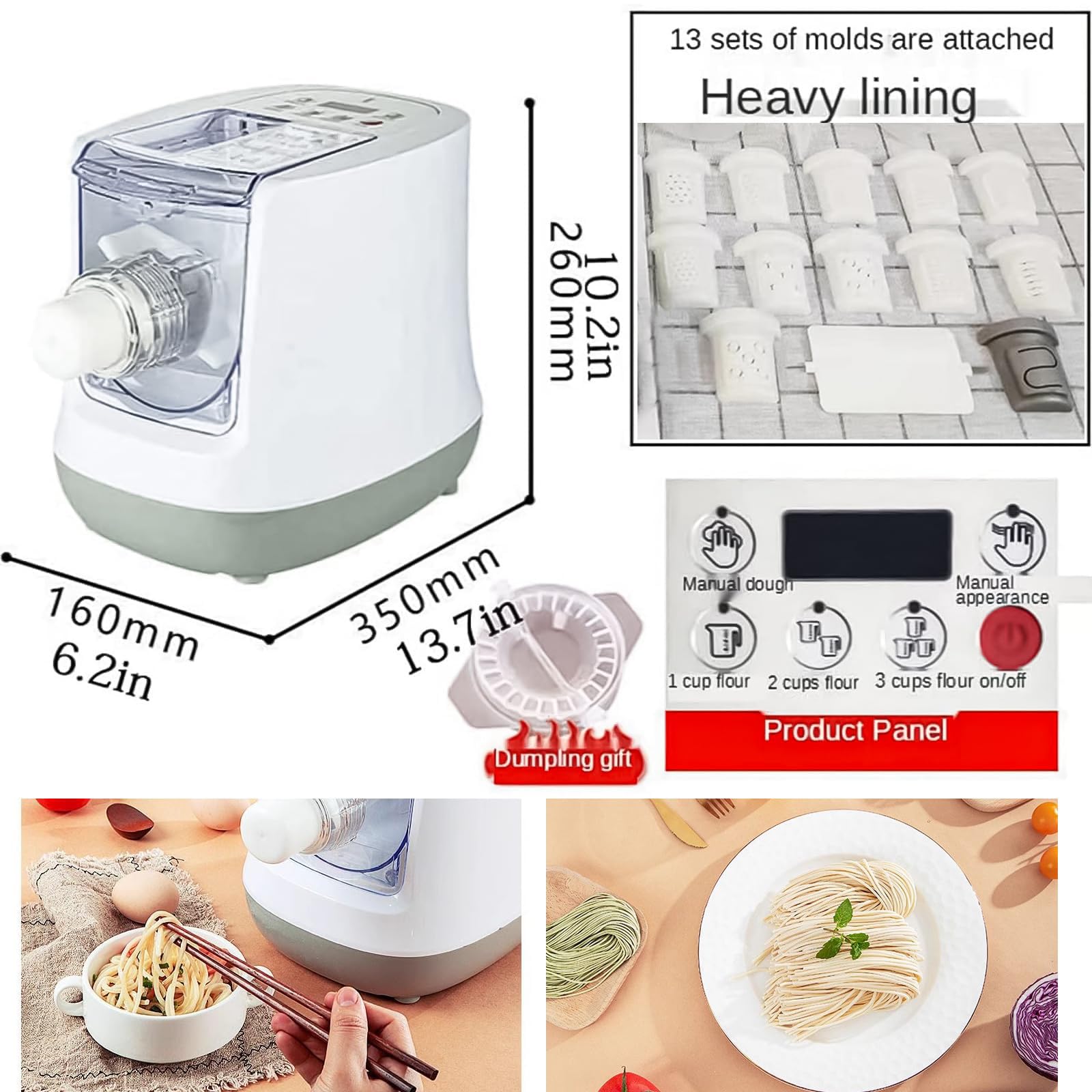 Macchina Automatica Per Pasta Elettrica, 260w Per Spaghetti E Noodles Freschi Fatti In Casa In 10 Minuti, Multifunzionale Con Estrusore Multi-forma E Sfogliatrice Per Impasto Per Pasta Ripiena E Macch