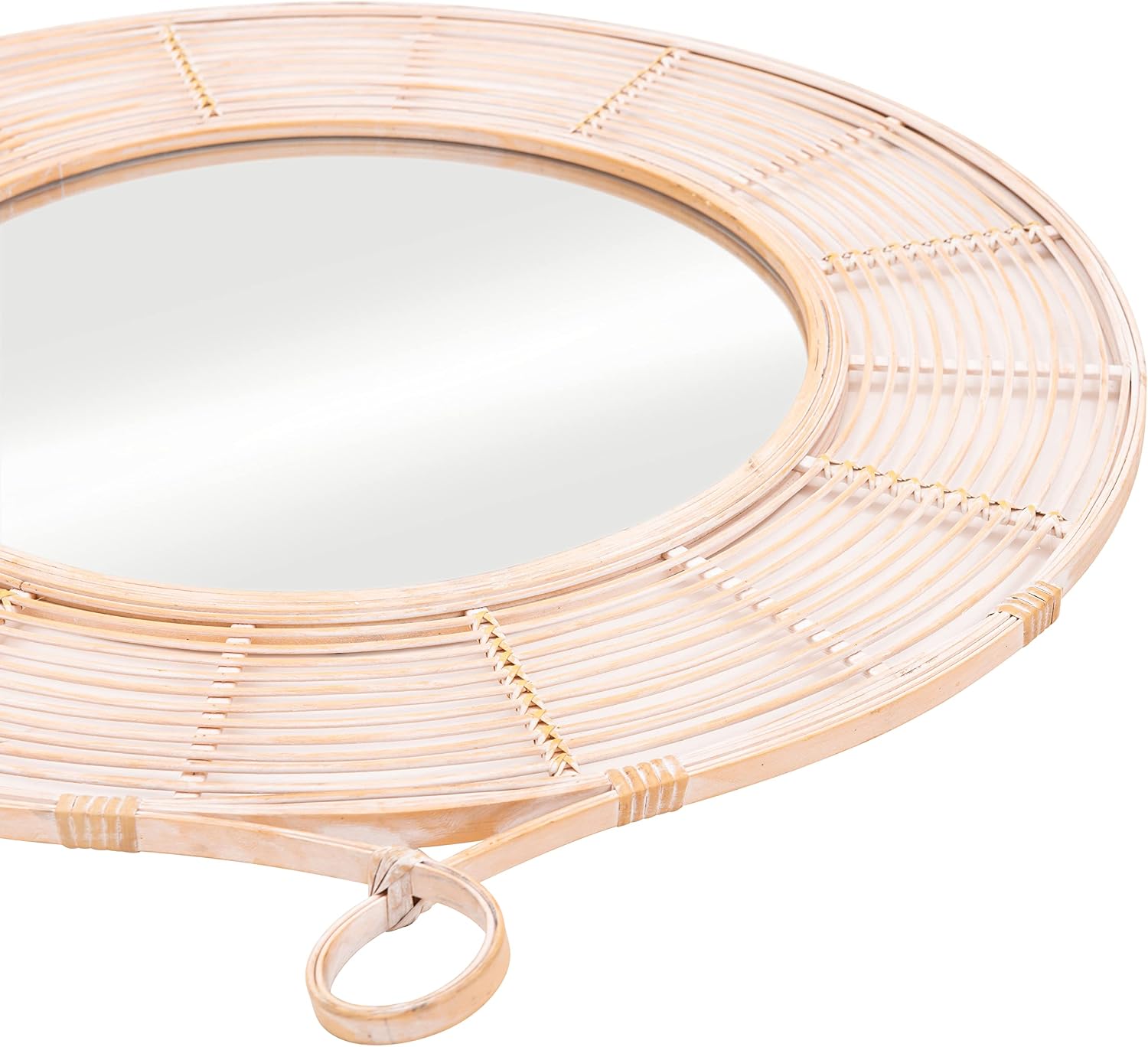 Zuo Modern - Lobo Mirror Natural - Modern - Wall Decor - Mirrors - Swivel - Wheels - Glass - Rattan - Fir Wood - Painted - Indoor - Natural - Fully Assembled