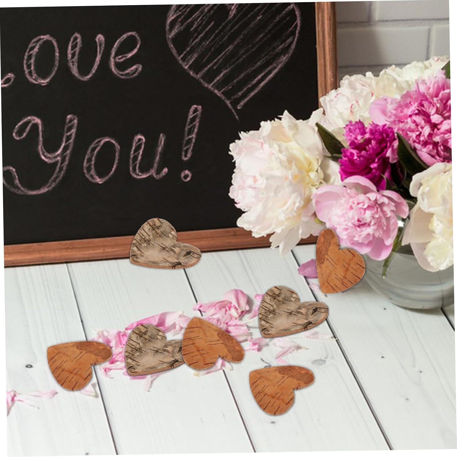 80Pcs Heart Shaped Wood Slices for Wedding Centerpieces and Crafts