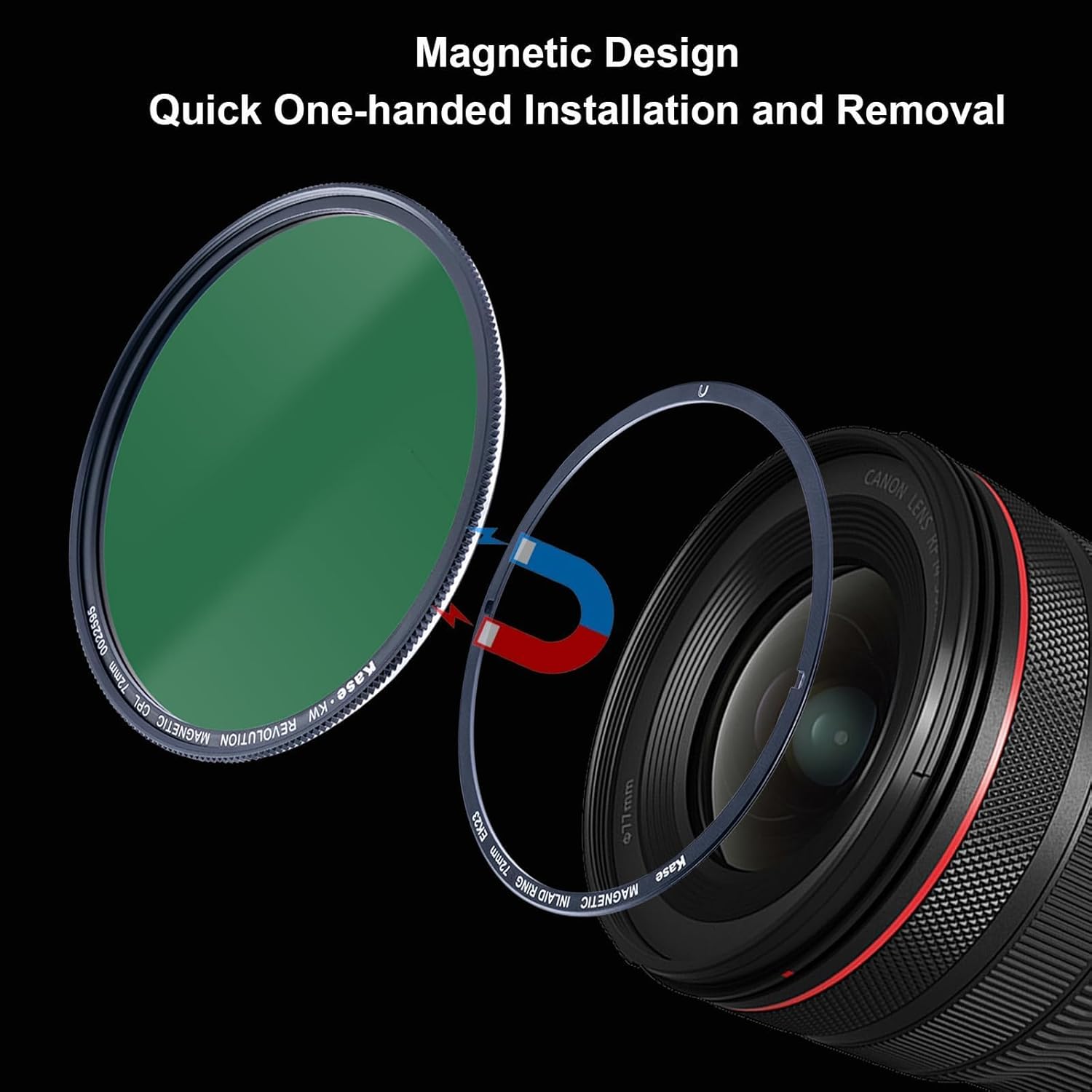 Kase 49mm Wolverine Revolution Plus Magnetic CPL Circular Polarizer Filter with Inlaid Adapter Ring, Shockproof Tempered Optical Glass & Ultra-Low Reflectivity 0.1%