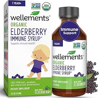 Wellements Organic Elderberry Syrup for Kids | Supports Immune Health* for Babies & Toddlers, Made with Organic Elderberry, USDA Certified Organic & Non GMO | 1 Year +, 4 Fl Oz