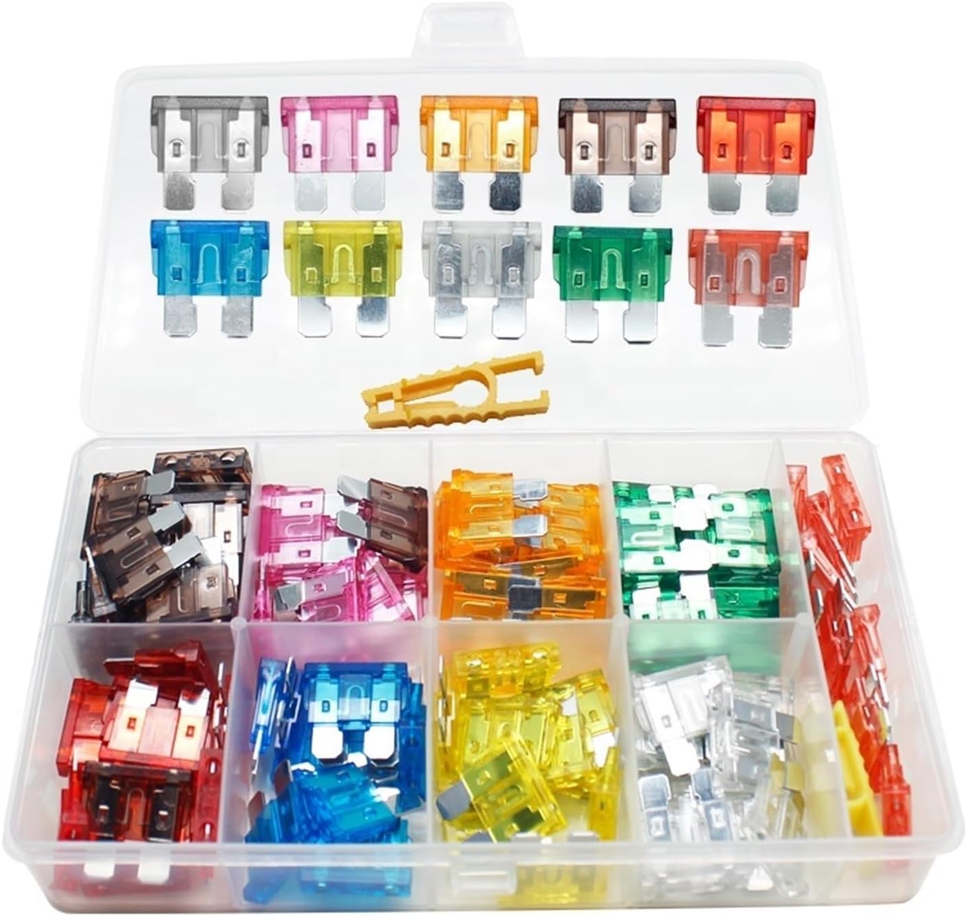 100 PCS Profile Medium Siz Blade Type Car Fuse Assortment Set Auto Car Truck 2.5/3/5/7.5/10/15/20/25/30/40A Fuse with Box Clip (Size : SS-02)