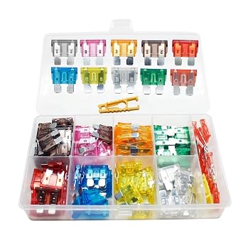 100 PCS Profile Medium Siz Blade Type Car Fuse Assortment Set Auto Car Truck 2.5/3/5/7.5/10/15/20/25/30/40A Fuse with Box Clip Size SS-02