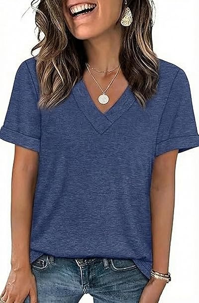 Naivikid Women's Short Sleeve Shirts Loose Fit Casual Summer Tops V Neck Shirts Trendy Clothing Fashion 2026
