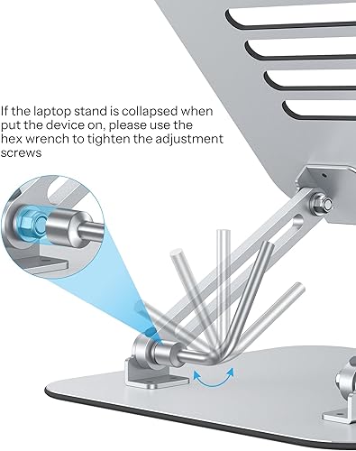 Miniatura 4 de OMOTON Soporte ergonómico de metal ajustable para laptop, soporte elevador para laptop con función de enfriamiento, soporte para computadora