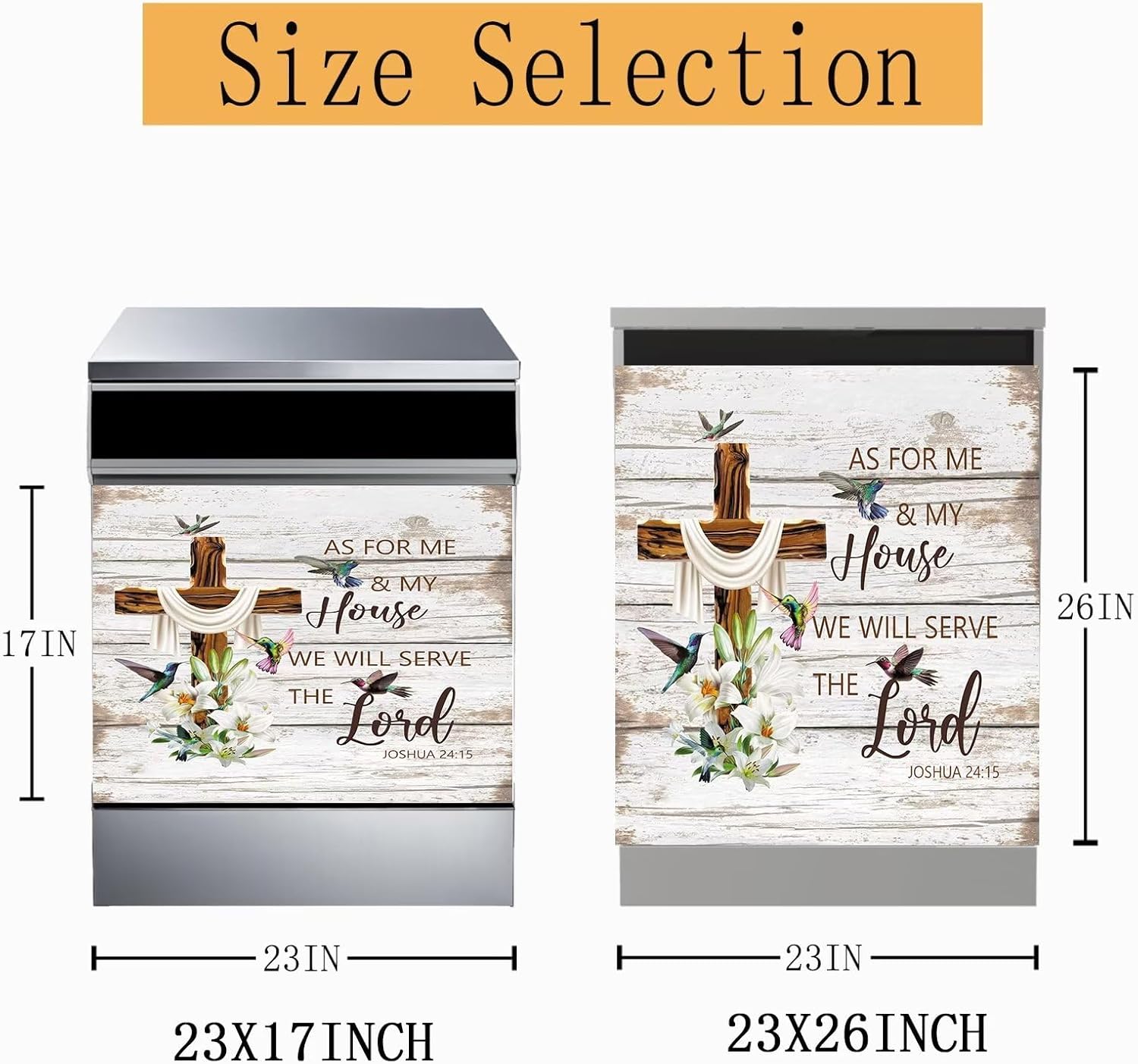 Lily and Cross Dishwasher Cover Magnet Bible Text Magnetic Decal for Dishwasher Door Front Cover Decor,Hummingbird Magnet Refrigerator Decoration 23x26inch Rustic Wooden Texture Sticker