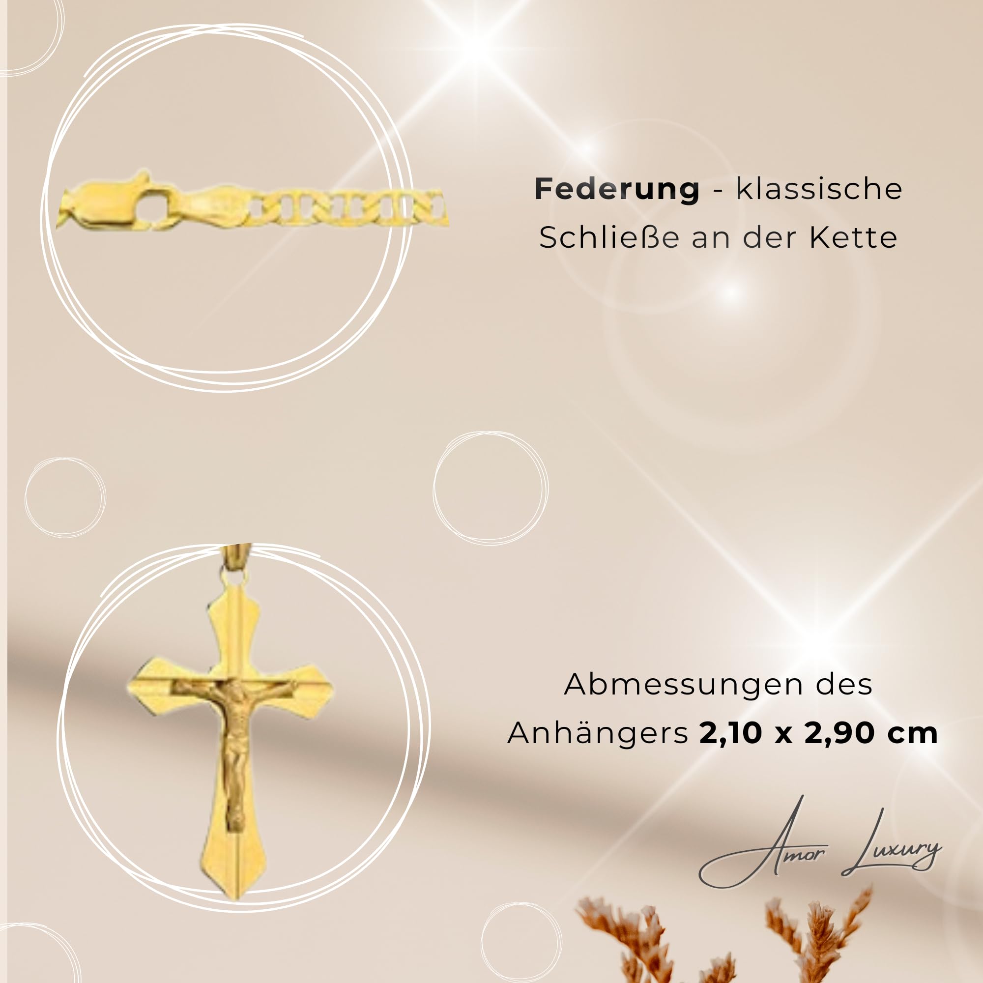 Złoty łańcuszek męski 585, łańcuszek męski 925/585 – łańcuszek królewski – krzyżyk – złoty łańcuszek, biżuteria męska, prezent dla przyjaciela, prezent urodzinowy – naszyjnik