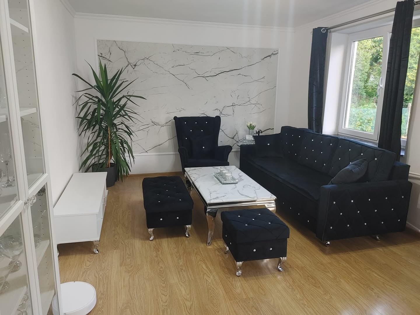 Lux Schlafsofa Mit Bettkasten - Glamour Relaxsofa 3 Sizer - Wohnlandschaft Mit Schlaffunktion - Samt Wohnzimmer Schlafcouch Ausziehbar - 220 x 100 cm - Grau