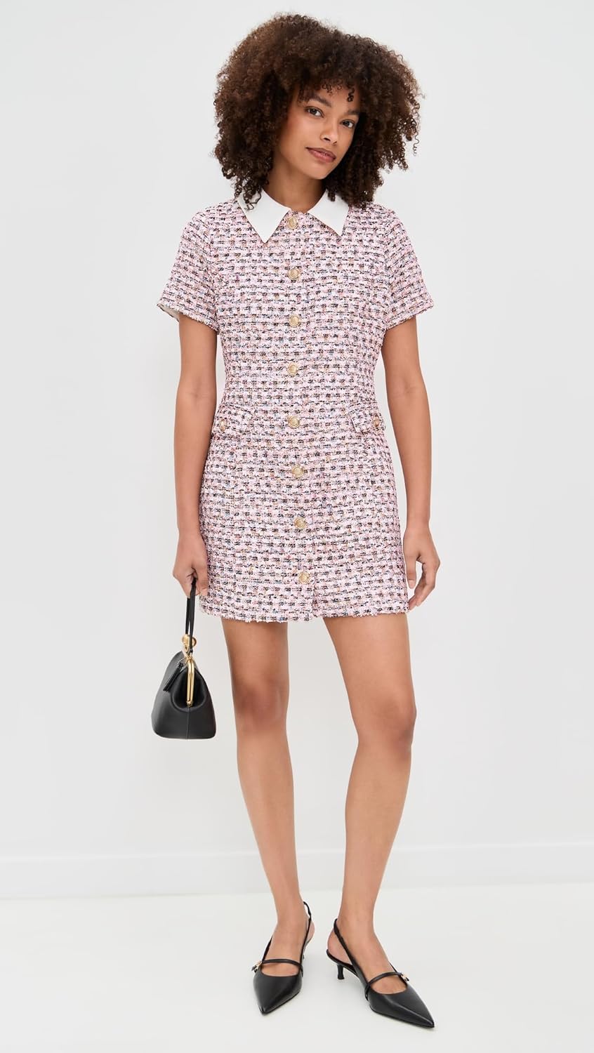 endless rose Women's Multi Tweed Collared Short Sleeve Dress - Image 5