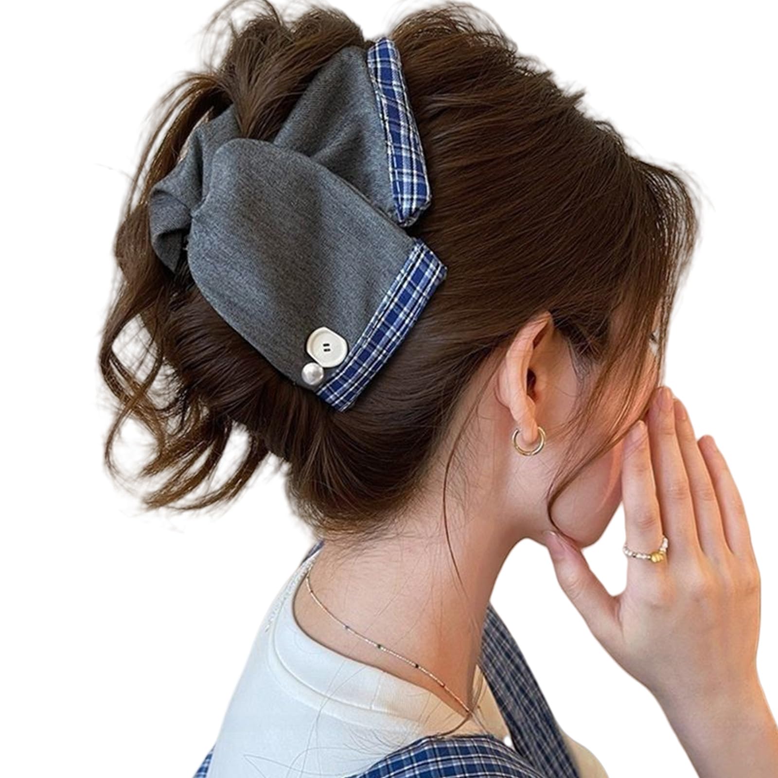 YUXITA Oversized Bowknot Hair Clip With Pleated Detailing For Women Fine Hair Strong Hold Daily Use And Special Occasion