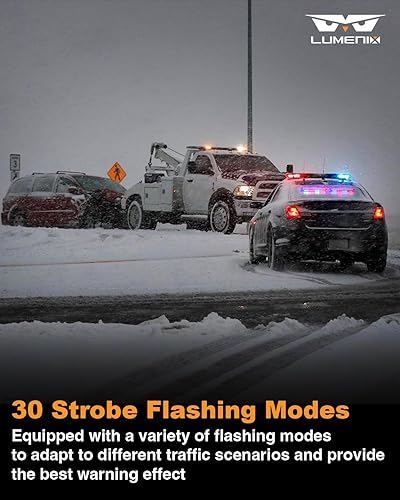Miniatura 4 de LUMENIX Barra de luz LED estroboscópica de asesor de tráfico con controlador de 2 x 19 pulgadas para parabrisas de ventana trasera de emergencia,