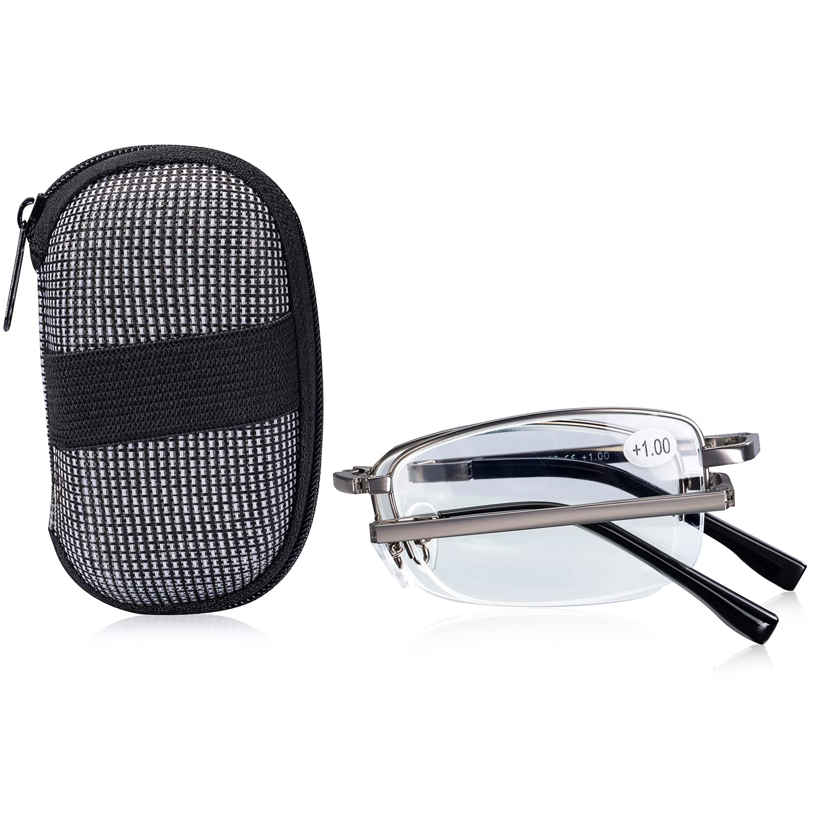 SaNgaiMEiFoldable Reading Glasses for Men and Women Anti Blue Light Reading Glasses with 304 Stainless Steel Spring Hinge Computer Glasses and Hard Shell Case