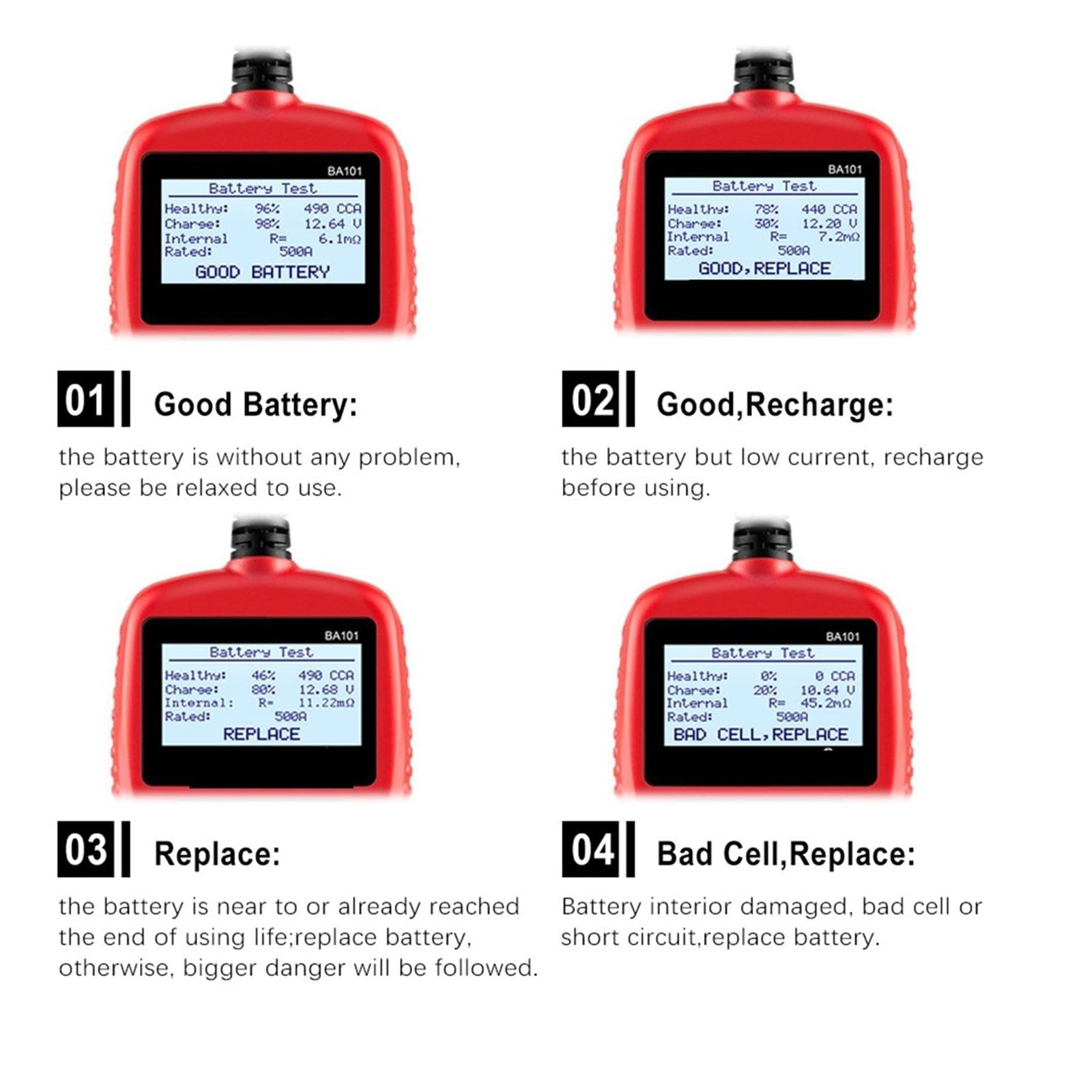 Monitor De BateríA Probador De Batería Coche 12 V, Medidor Digital Alternador Automotriz, Herramienta Diagnóstico, Capacidad Carga 100-2000 CCA Diversas Aplicaciones