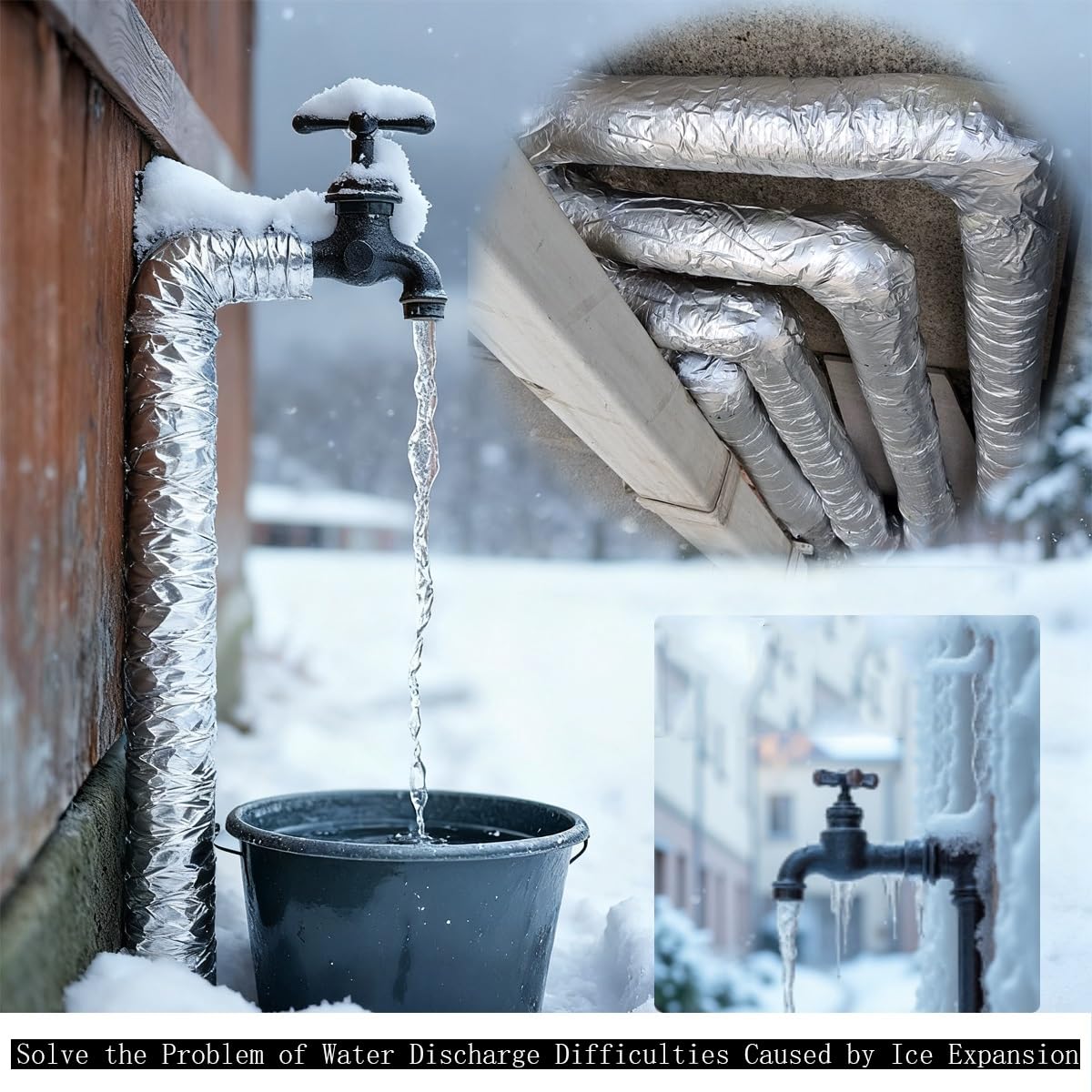 Samoprzylepna rurka z pianki izolacyjnej z folii aluminiowej – owijka na rurę o długości 3,25 stopy, 1 szt.(ID 10″xT 3/4″)