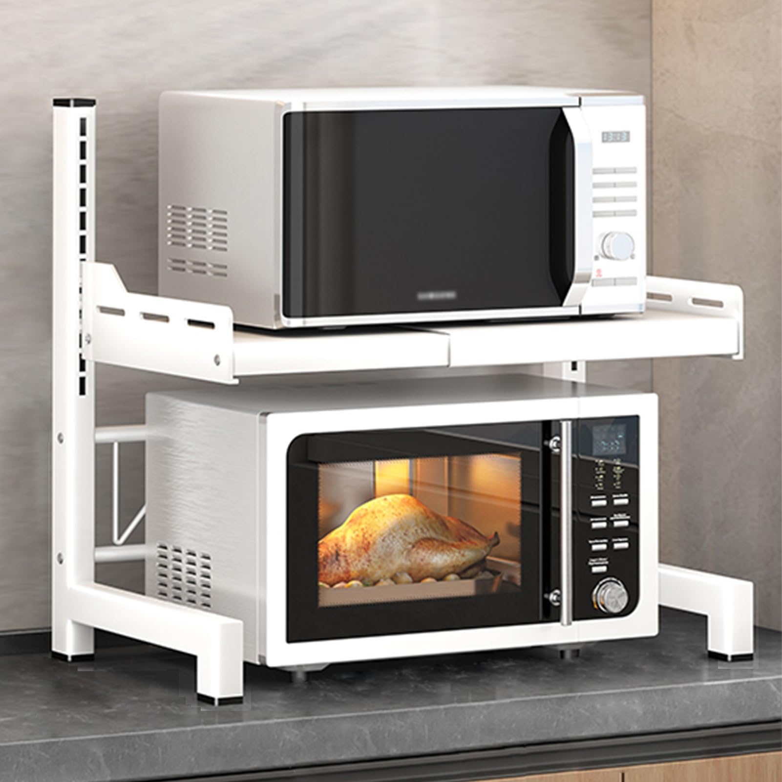 Support de four à micro-ondes Support de micro-ondes réglable Décor de cuisine moderne Solution de stockage de cuisine peu encombrante Étagère de support de four électrique durable (Color : Gray, Size