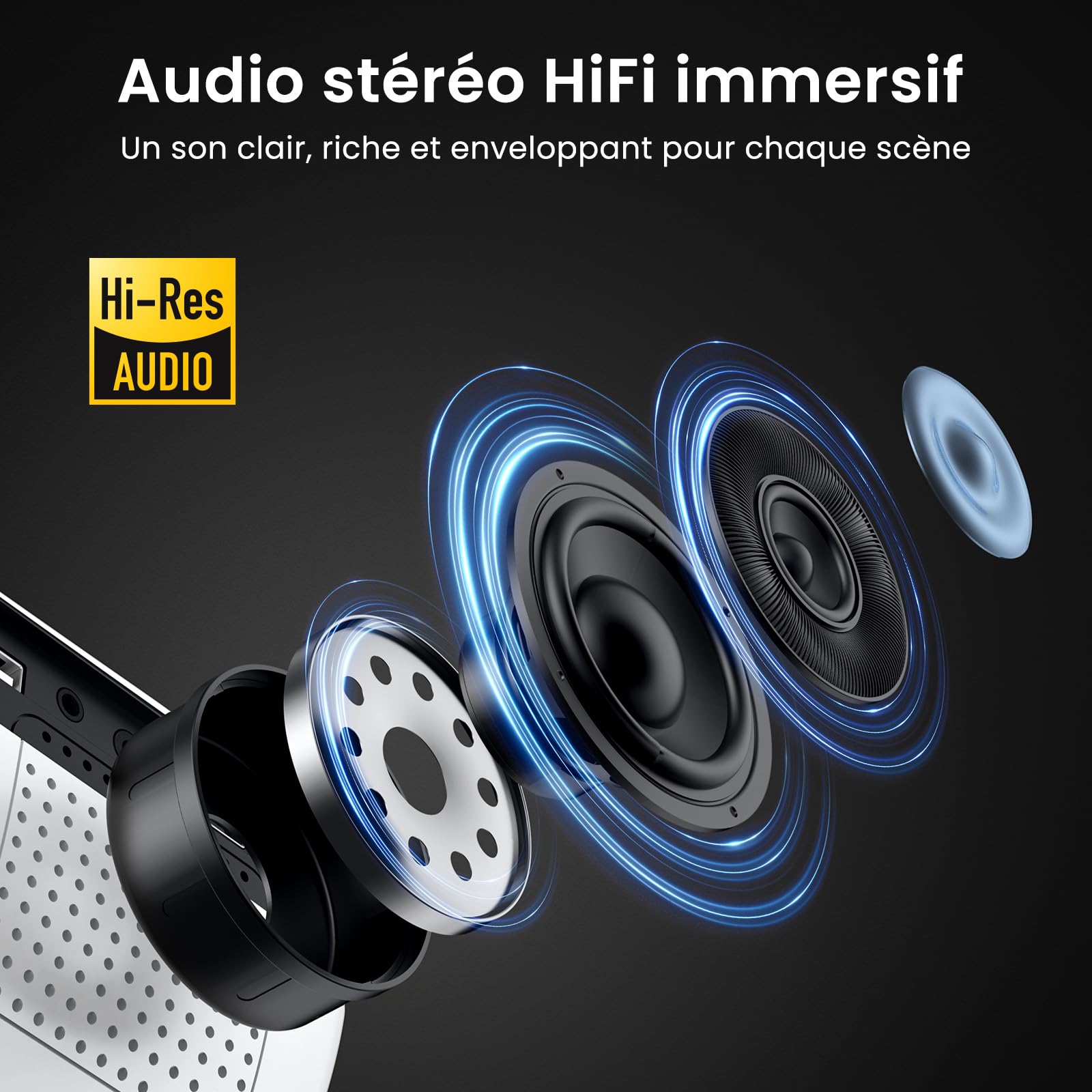 Mini Proiettore 4K, HAPPRUN 2025 Upgraded Videoproiettore Portatile 1080P Full HD Bluetooth 5.1 Projector da Esterno Compatibile con HDMI/TV Stick/USB/PS5/Laptop