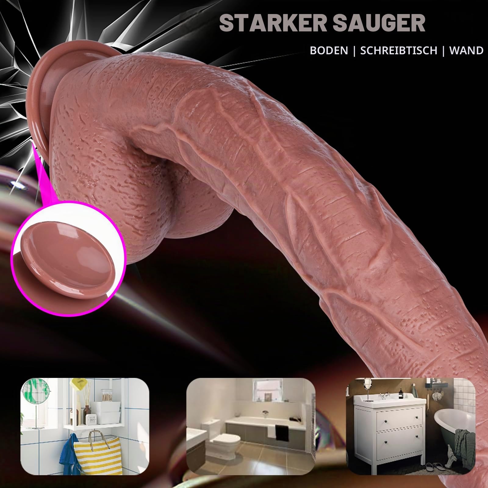 42 cm extra-langer riesiger Dildo, realistischer Silikon-Dildo,dick mit starkem Saugfuß, XXXL riesiger Penis, für Klitoris-, Vaginal- und G-Punkt-Massage,breiter Penis-Stimulator für Männer und Frauen