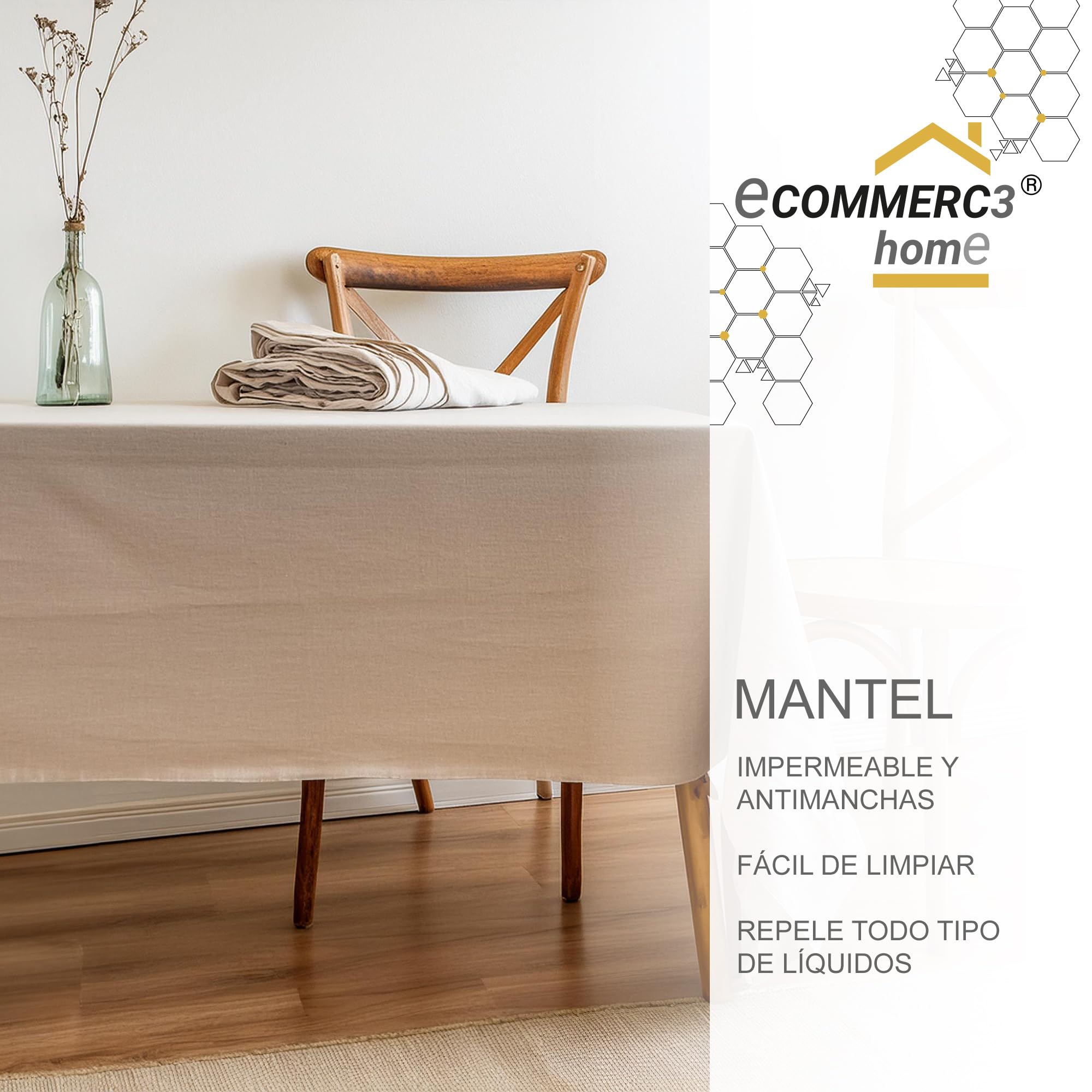 Mantel Antimanchas para Mesa Rectangular 260x140 cm Tacto Extrasuave Impermeable Celeste