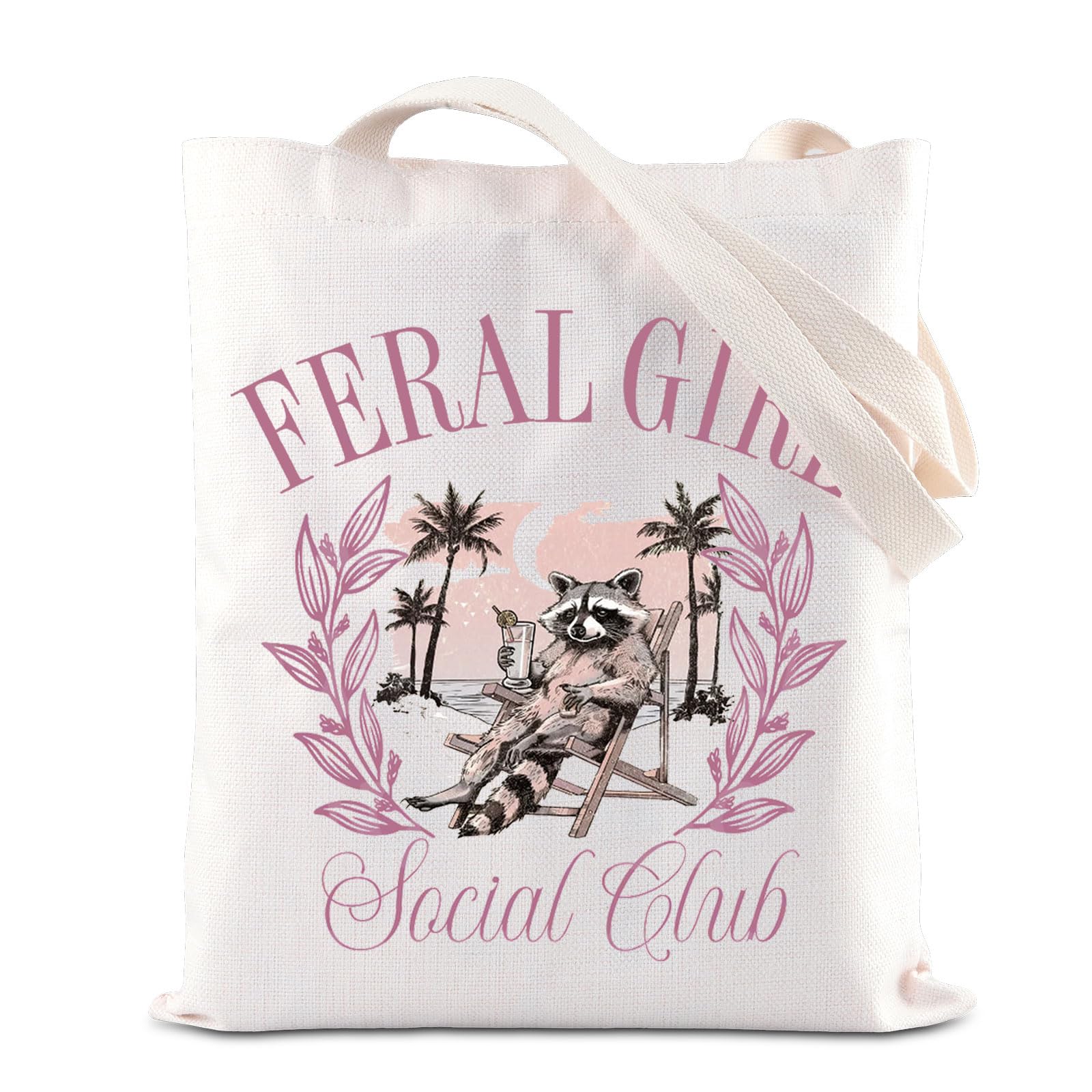 Funny Raccoon Gift Feral Girly Tote Bag Feral Girly Summer Handbag Beach Lover Gift Raccoon Lover Gift