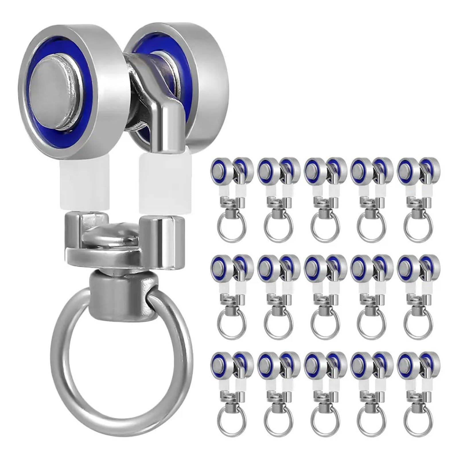 Xinglongs Curtain Track Rollers 32pcs Silent Metal Bearing Curtain Pulley Gliders, Heavy Duty for Ceiling For Window Shower Curtain Tracks