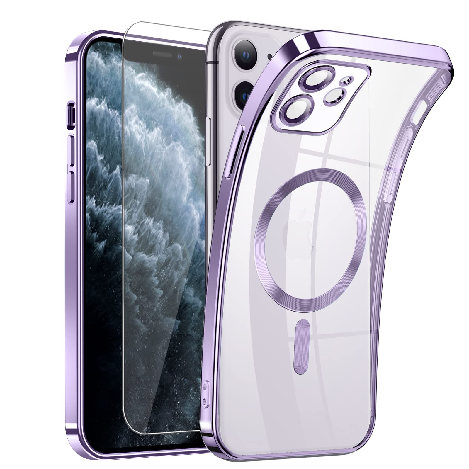 DOSNTO Magnetic Clear for iPhone 11 Case with MagSafe [Original iPhone Exterior] [Integrated Camera Cover] Silicone Cover Slim Thin [Non-Yellowing] Anti-Fingerprint Scratch Wireless Charging