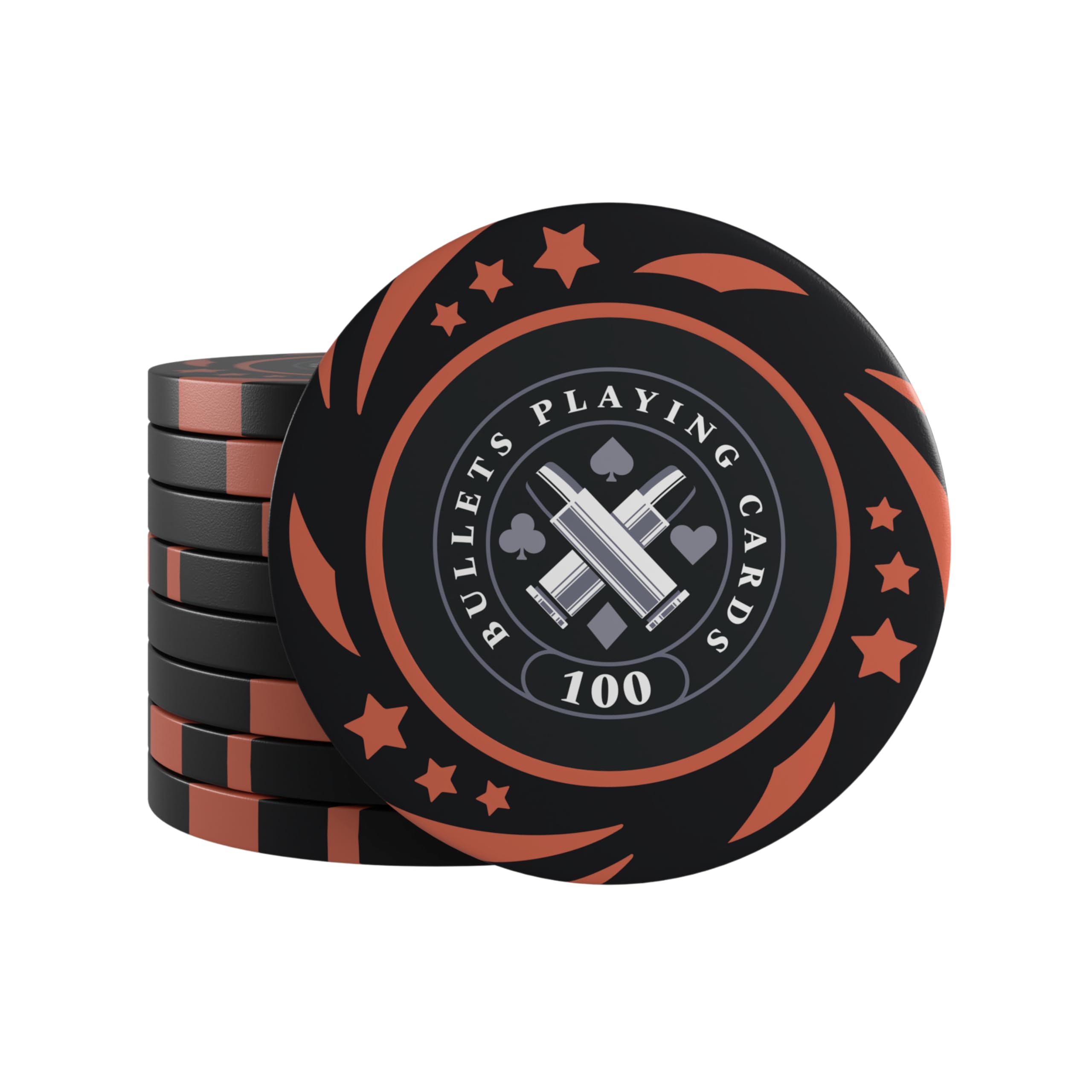 Bullets Playing Cards, Janice Plastic Poker Chips for Poker Set, Value 100, 4 cm Diameter, Weight 11.5 g, Pack of 25