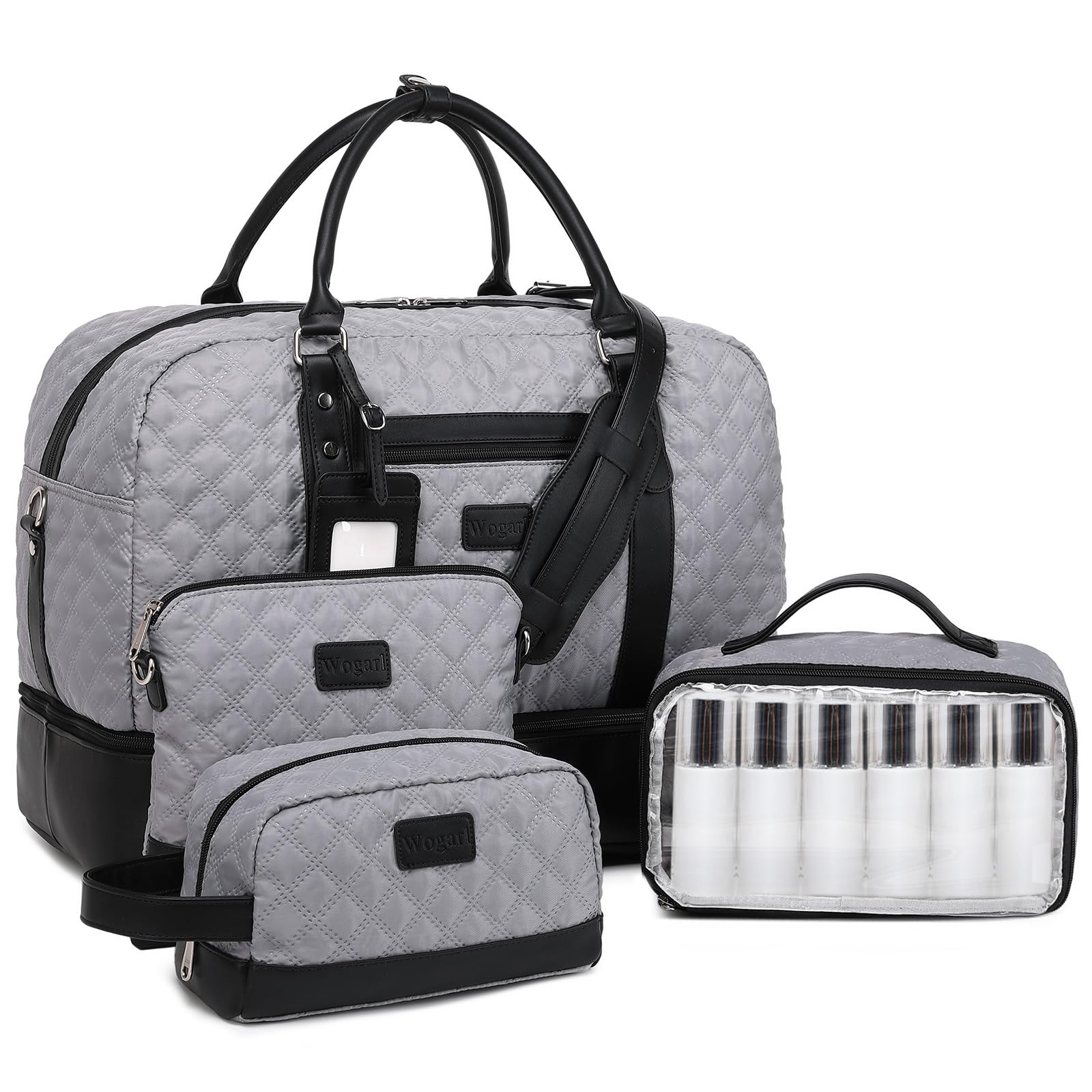 Wogarl Weekender Bags for Women Large Overnight Bag Weekend Travel Duffel Bag Carry on Shoulder with Shoe Compartment Toiletry Bag for Travel Business