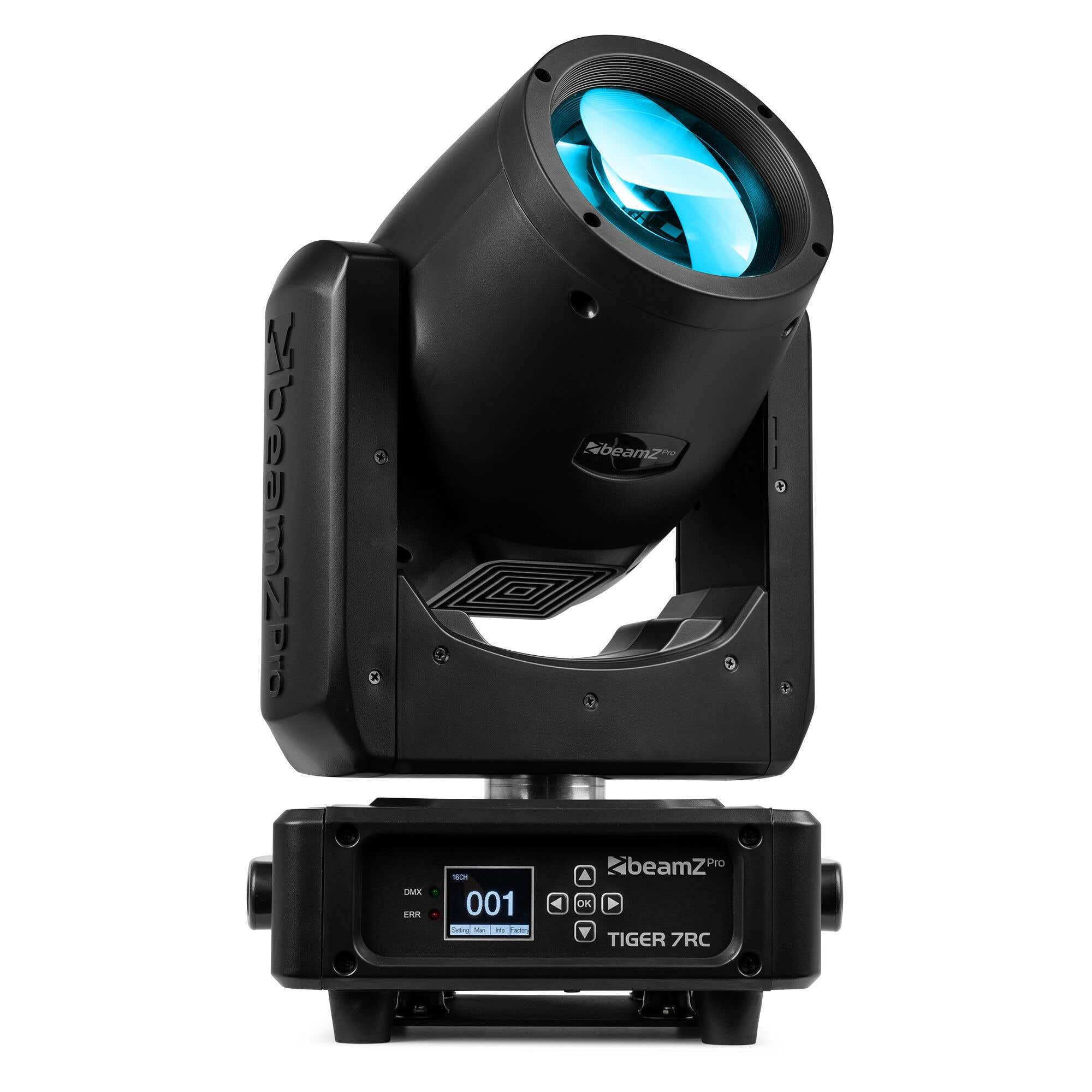 BeamZ Professional Tiger 7RC Cabeza Móvil 230W - Haz de 1°, 13 Colores, 15 Gobos, Prisma Giratorio 7 Facetas, Filtro Escarcha, Enfoque Motorizado, DMX 16/20 Canales, XLR 3/5 pines, Clubes y Escenarios
