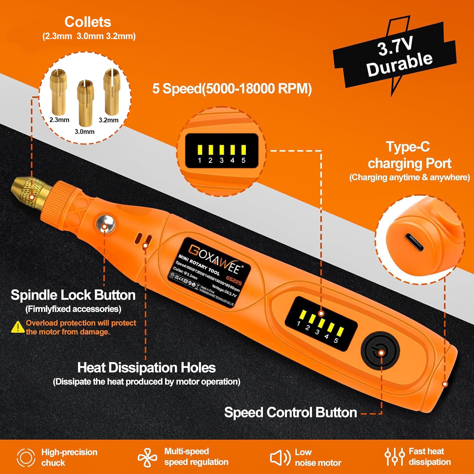 GOXAWEE Mini Rotary Tool Kit - 105Pcs -2