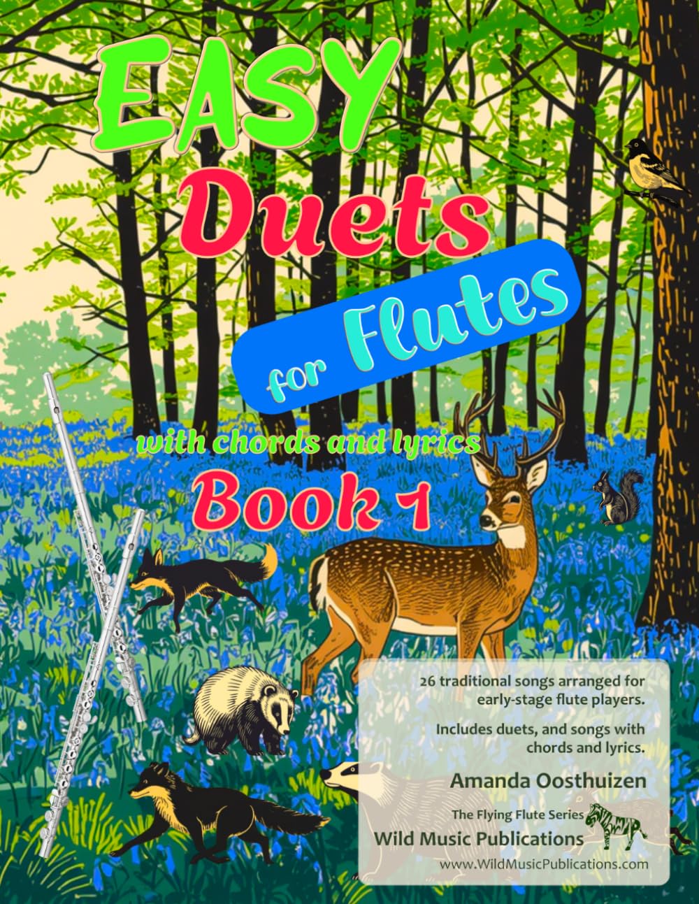 Easy Duets for Flutes Book 1: 26 well-known songs arranged for early-stage flute players with chords and lyrics (Flute Duets for Beginners and Improvers)