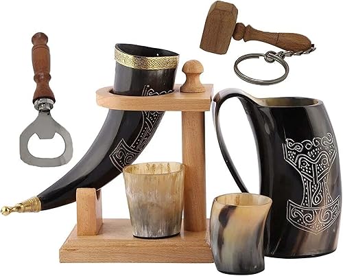 Cuerno de buey vikingo para beber  Jarra  Taza  Taza  Taza para cerveza, aguamiel, vino, vaso de chupito, abridor de botellas  100% libre de fugas