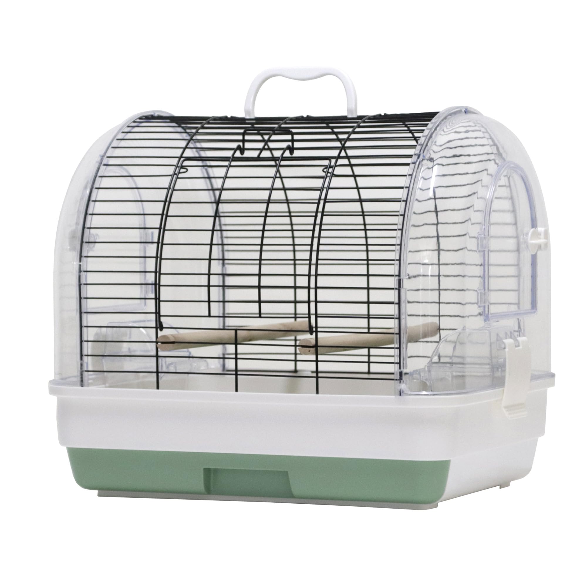 Jaula Portátil para Pájaros con Perchas Y Comederos, Transportín De Viaje para Periquitos, Cotorras, Agapornis, Canarios Y Loros Pequeños, Bandeja Extraíble Y Asa De Transporte. Green