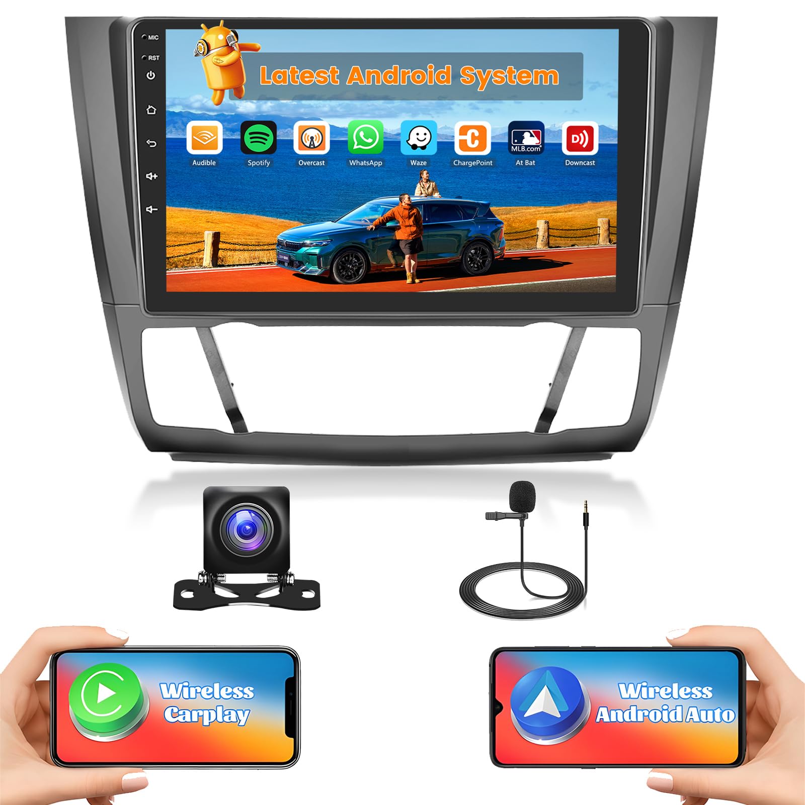 Hikity Android 15 Autoradio Für BMW 1er E81/E82/E87/E88 (2004-2012) – 9 Zoll, Wireless Carplay/Android Auto, 2GB+64GB, Mit Rückfahrkamera