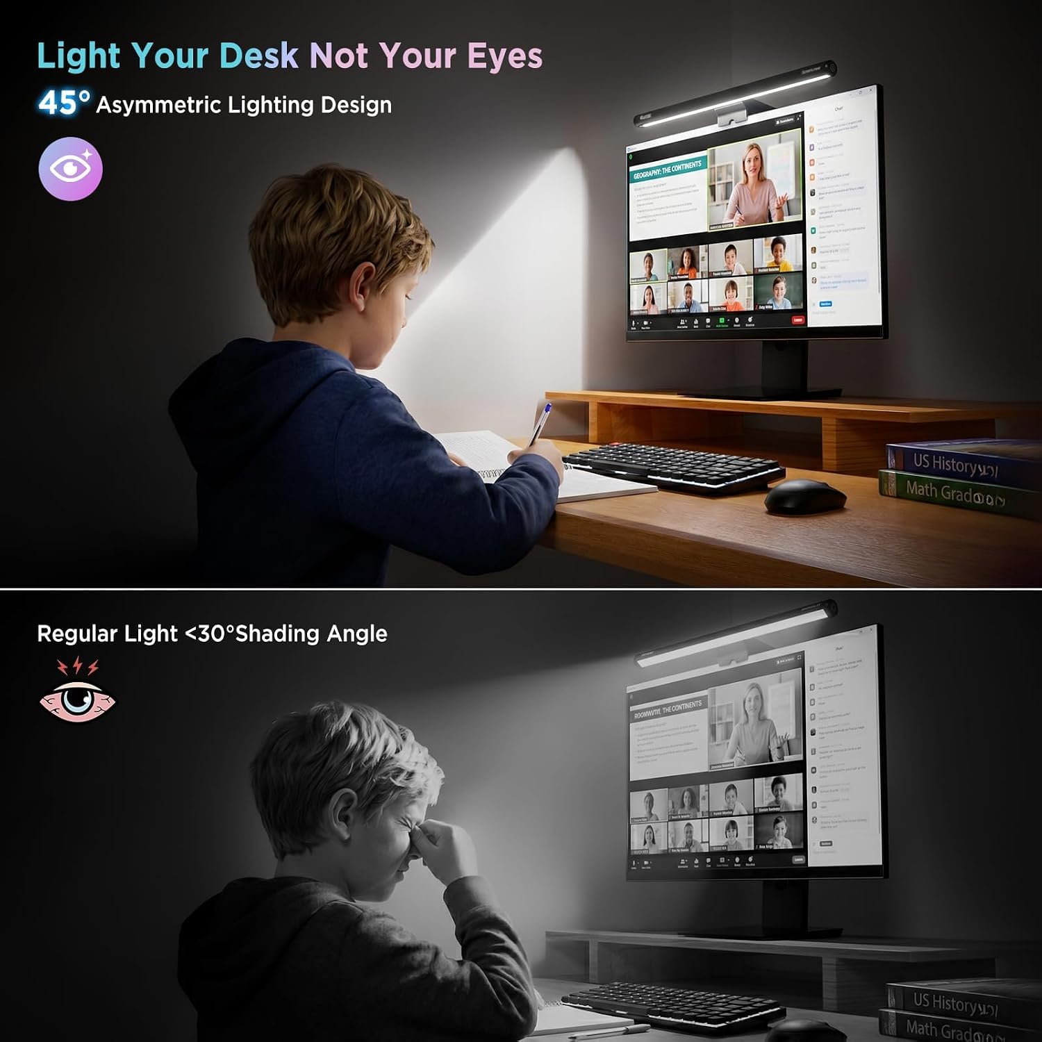Quntis LED Lampe Ecran PC Lampe de Bureau USB d'ordinateur 40CM RGB Light Bar Monitor Computer, Lumière Ambiante Réglable 15 Couleurs d' Eclairage, Barre Lumineuse pour Gaming Lecture Office