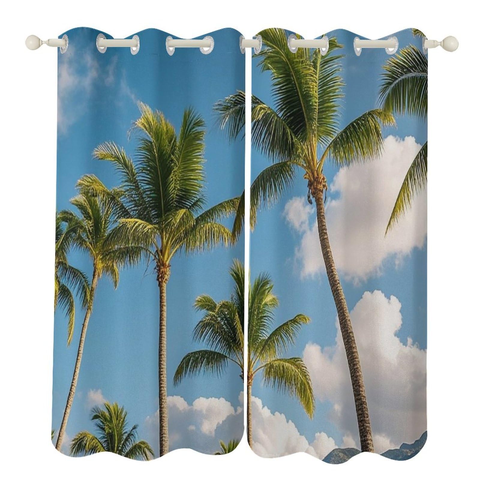 Rideaux occultants palmier tropical 132x213 cm isolants pour salon