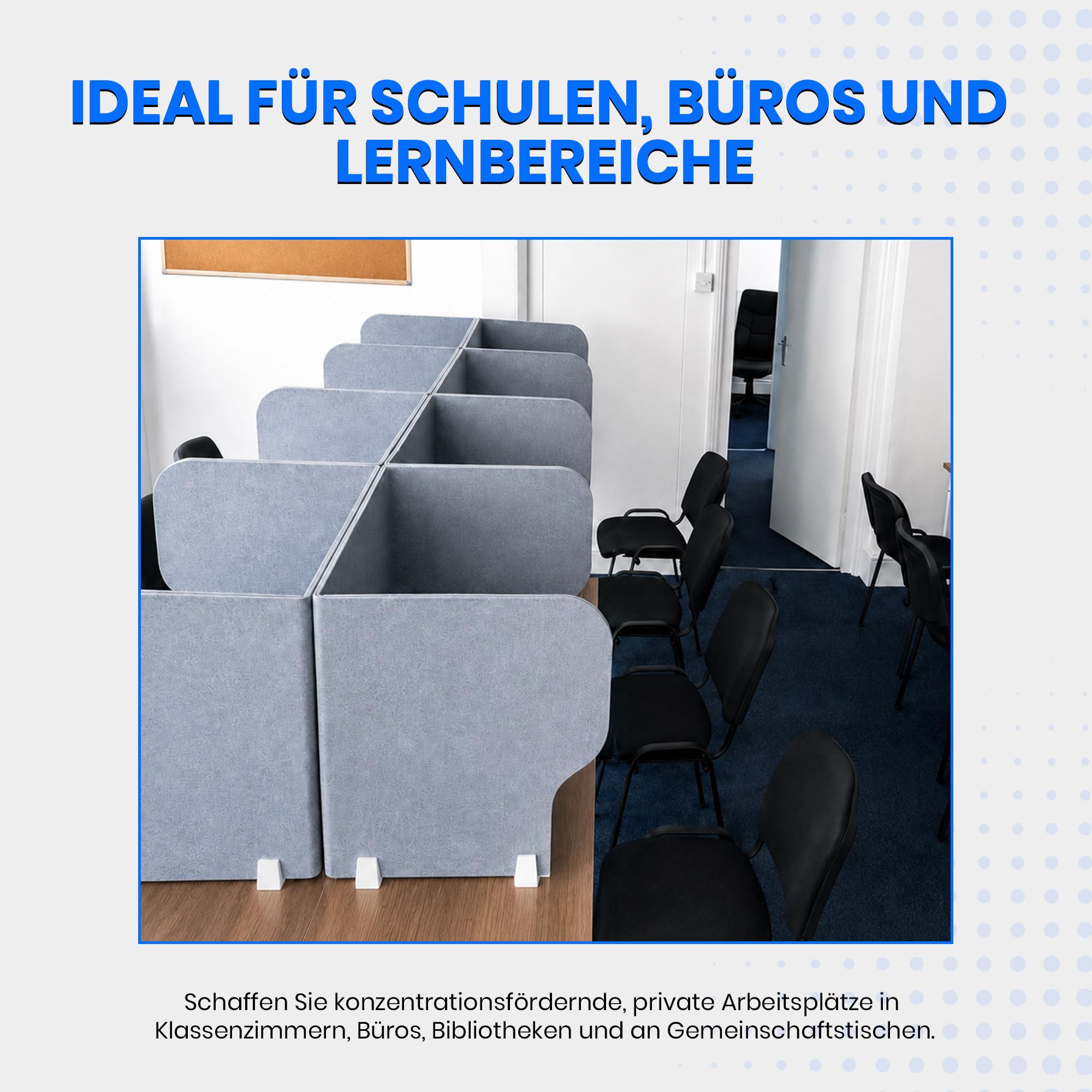 ReFind Faltbarer Schreibtisch-Trennwand Pro – Fodable Sichtschutz und Akustikplatte | Büro-Organizer für Schule oder Büro, Schreibtisch-Trennwand (50 cm x 50 cm x 80 cm)