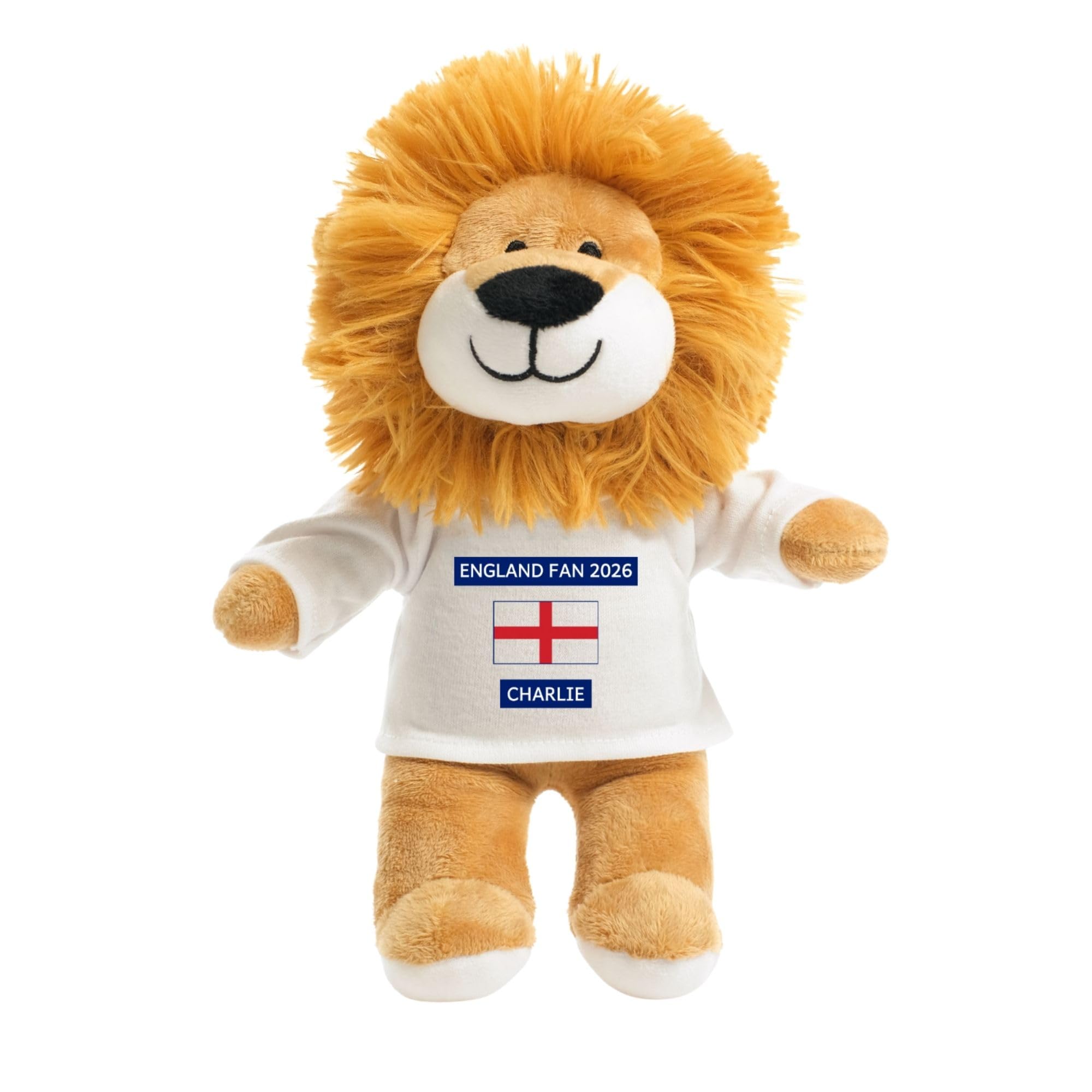 Dotty Moo Personalised Football Lion Teddy Bear – England Fan 2026 Gift – Custom Name Supporter Plush Toy – Kids Sports Gift for Boys & Girls, Birthday & Christmas
