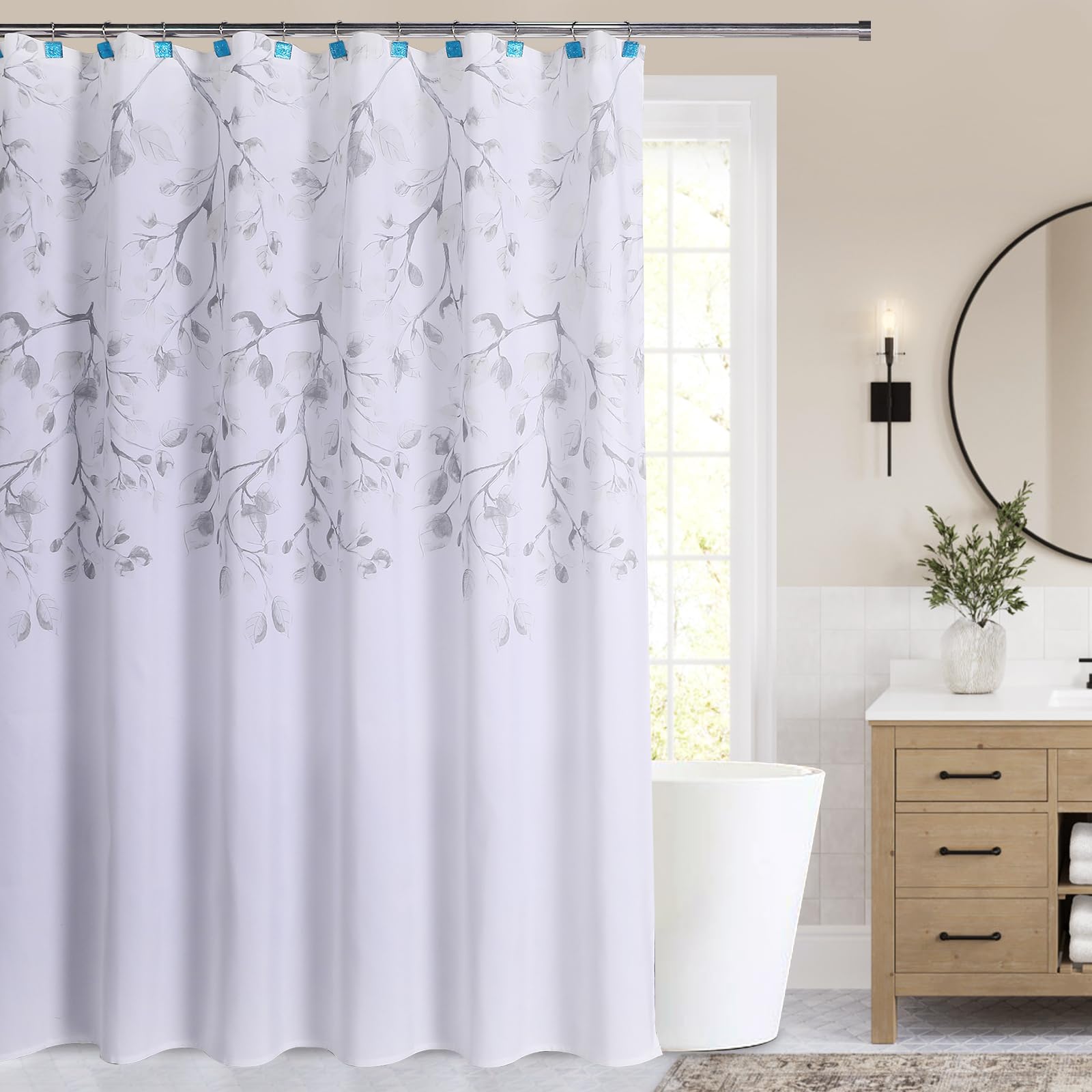 Anybar Tenda Da Doccia In Tessuto Beige Con Ciliegie E Fiori – 183x213 Cm, Impermeabile, Morbida Poliestere