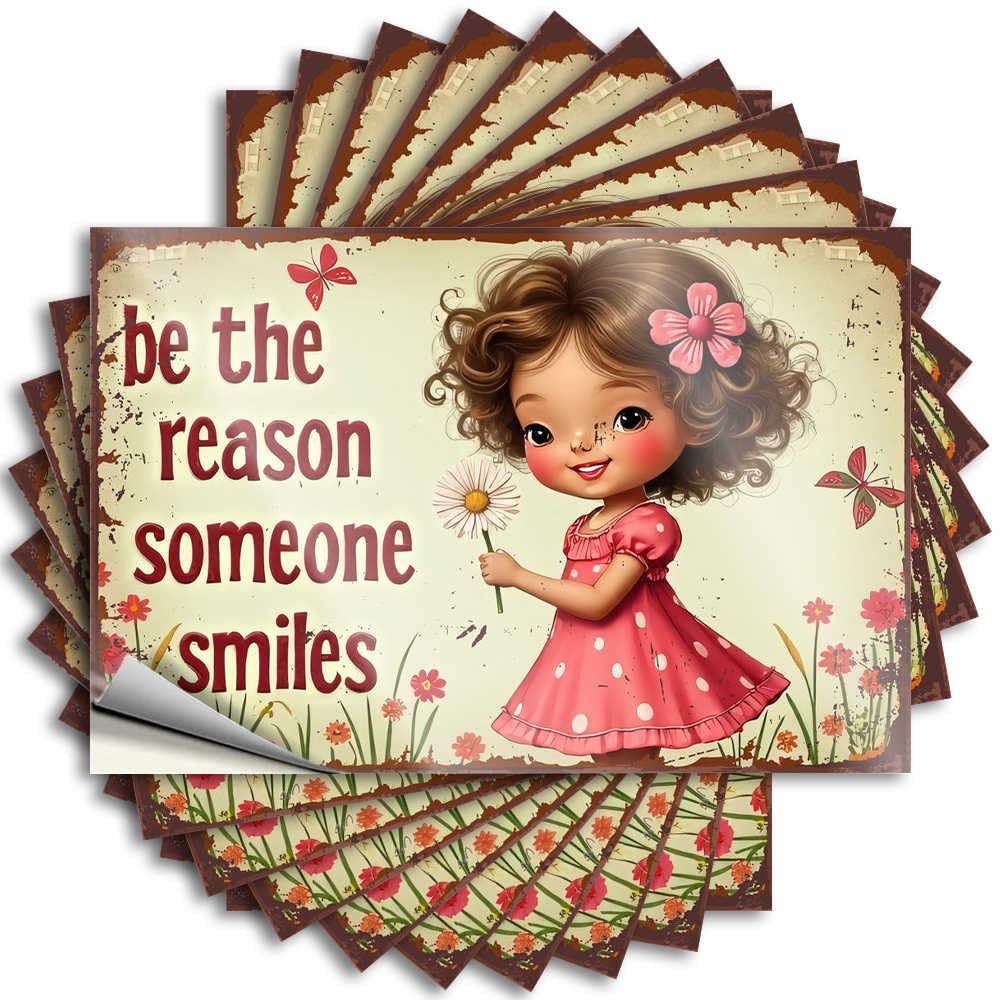 Teen Bedroom Decor Positive Decals - Be The Reason Someone Smiles: A Joyful Journey with Flowers Removable Decal Window Easy Peel for Military(12X18CM)