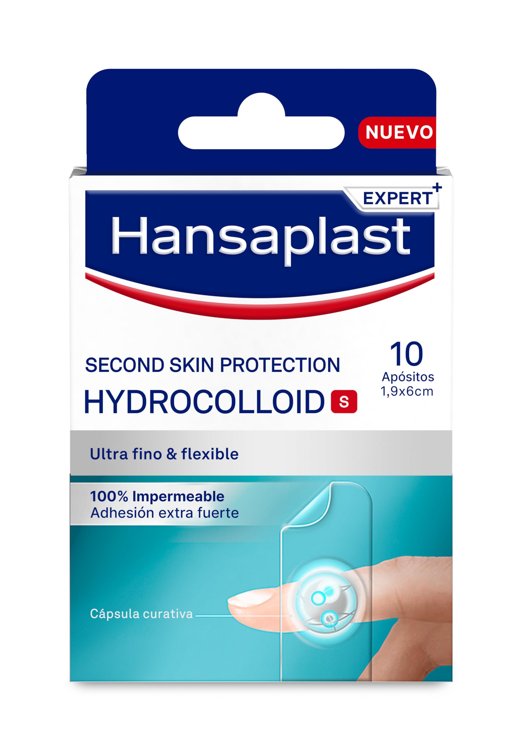 Hansaplast Apósitos Hidrocoloides (S - 10), Apósitos adhesivos 100% Impermeables para Curación Rápida, Apósitos para Dedos, Ultrafinos y Flexibles, Adhesión Extrafuerte, Protege como una segunda piel