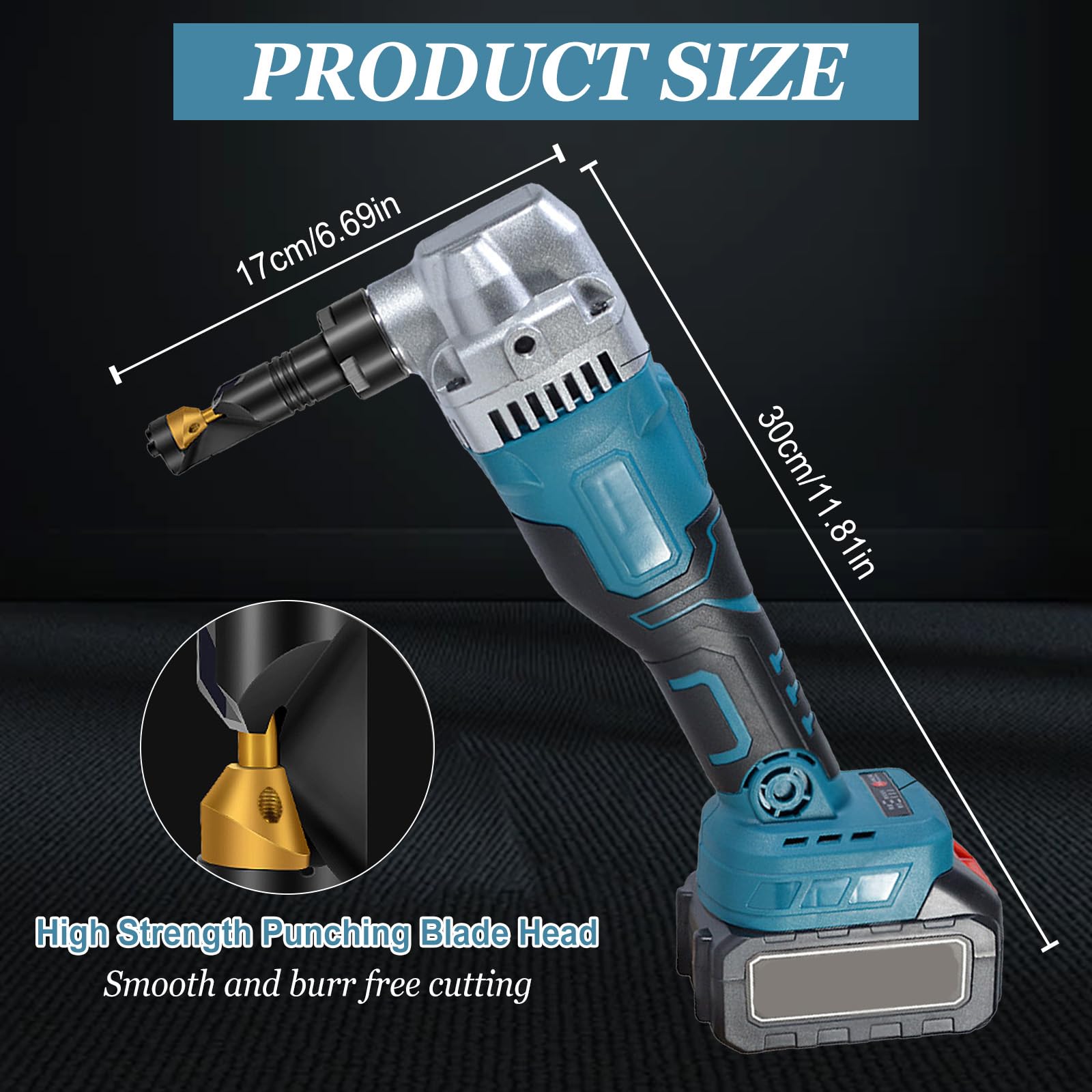 Knabber Blechknabber Kompatibel mit Makita 18V Akku, 950W 3.5m/min 1900SPM Bürstenlose Elektro-Metallschere mit 360° Drehbarer Knabberkop, 3 Stufige Akkubetriebener Metallknabber (ohne Akku)