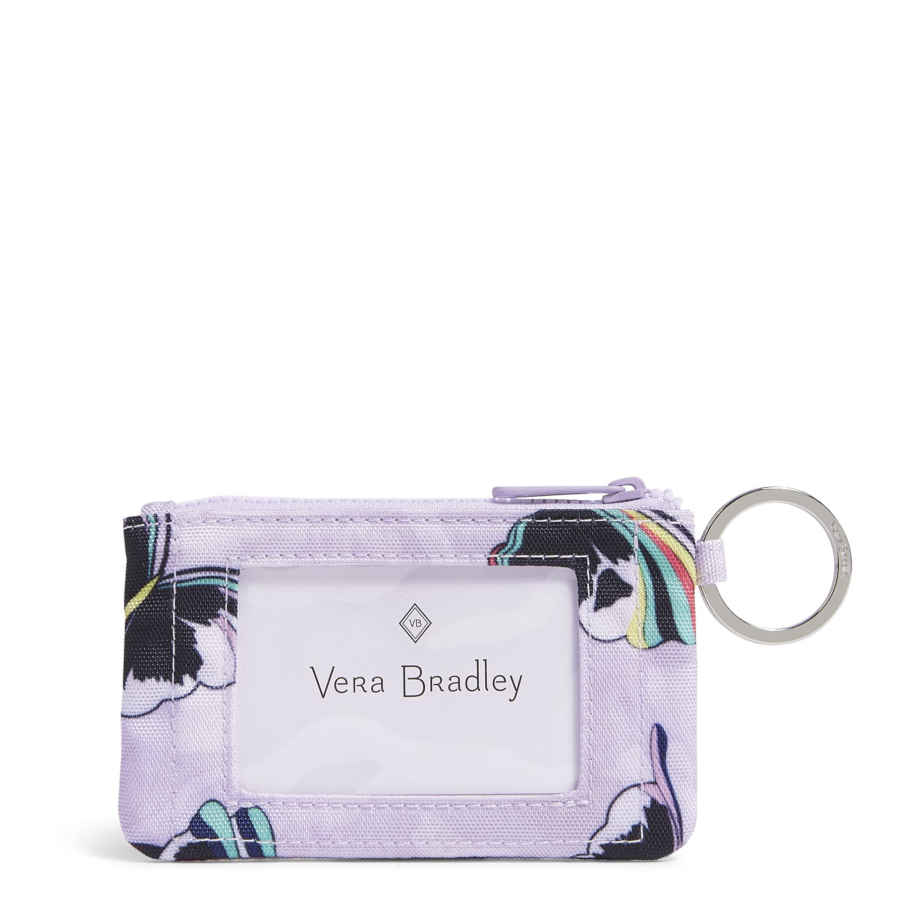 Vera Bradley Women's Recycled Lighten Up Reactive Zip ID Case Wallet, Lavender Butterflies, One Size