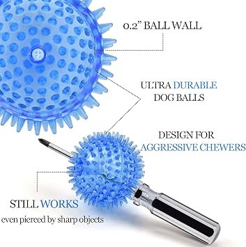 High Bounce Rubber Spike Small Dog Balls for Puppy Teething, Small and Medium Aggressive Chewers Chew Toys Ball